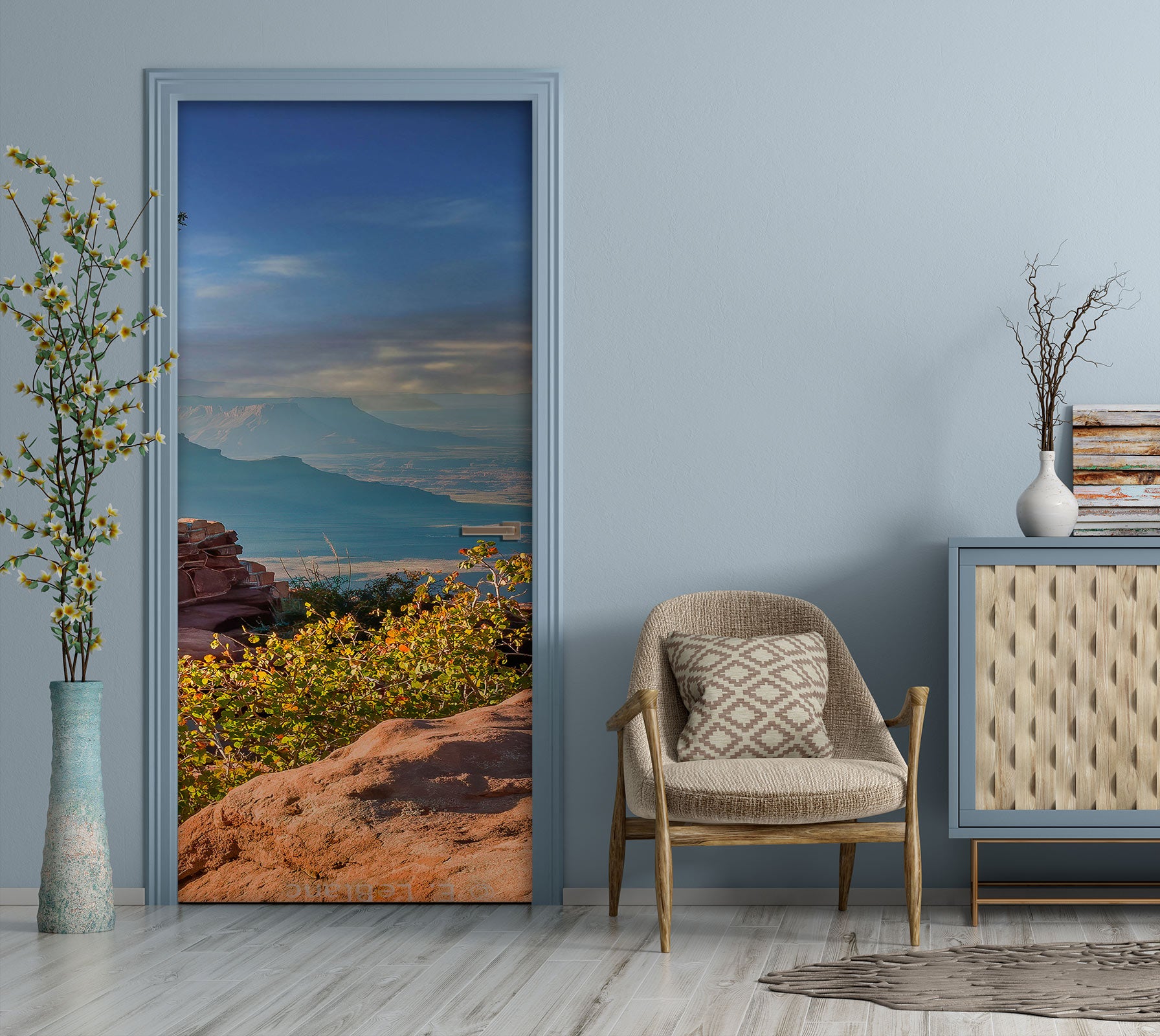 3D Grass Sky Cliff 107182 Beth Sheridan Door Mural