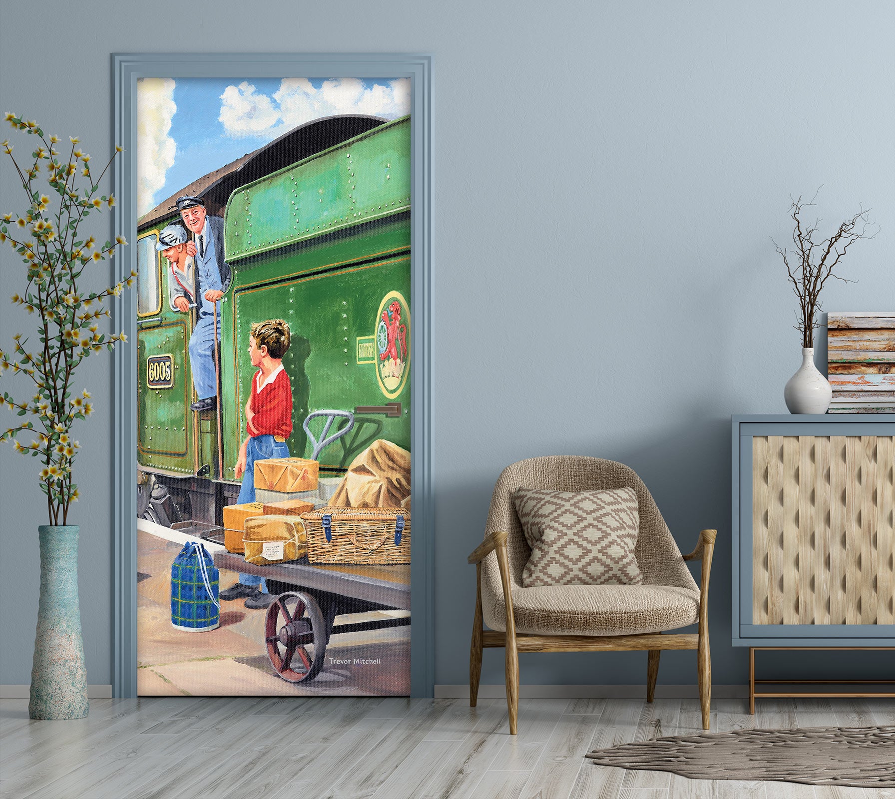 3D Green Train 103179 Trevor Mitchell Door Mural