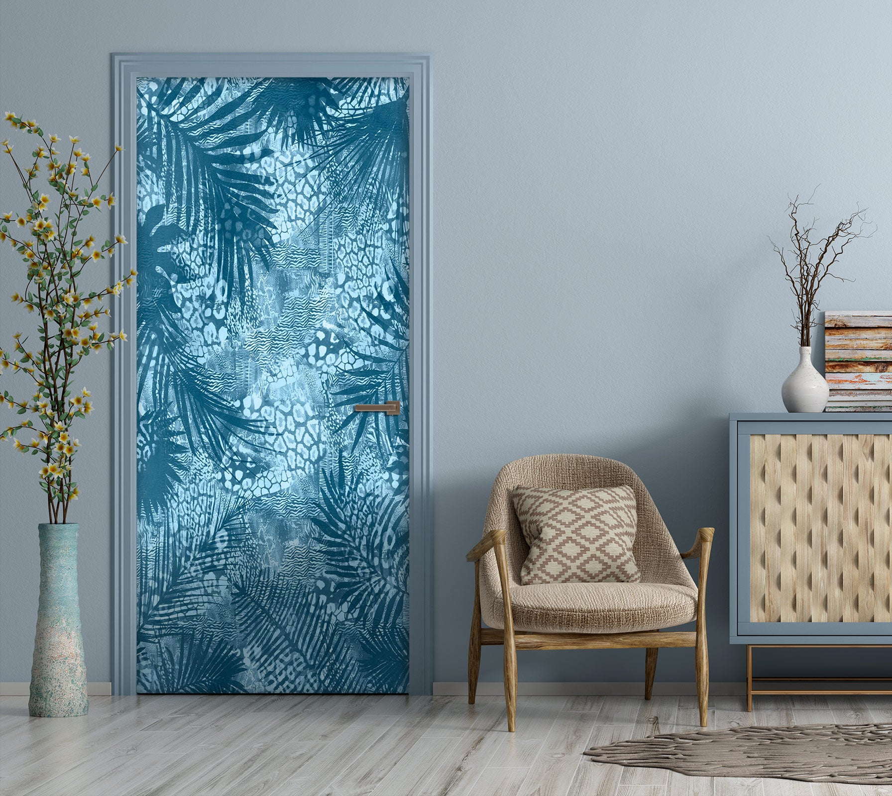 3D Jungle Leaves Pattern 10278 Andrea Haase Door Mural