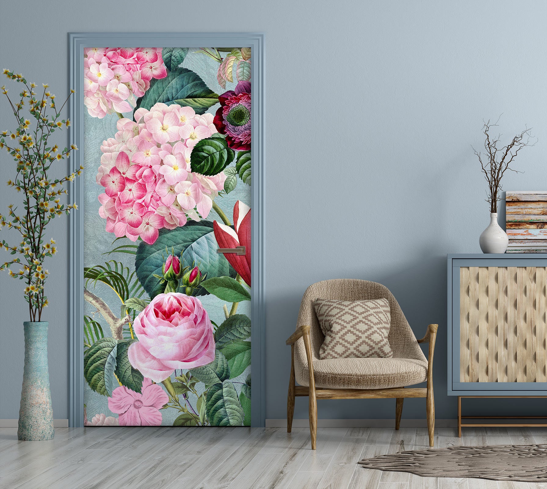 3D Flower Rose Pink 11914 Andrea Haase Door Mural