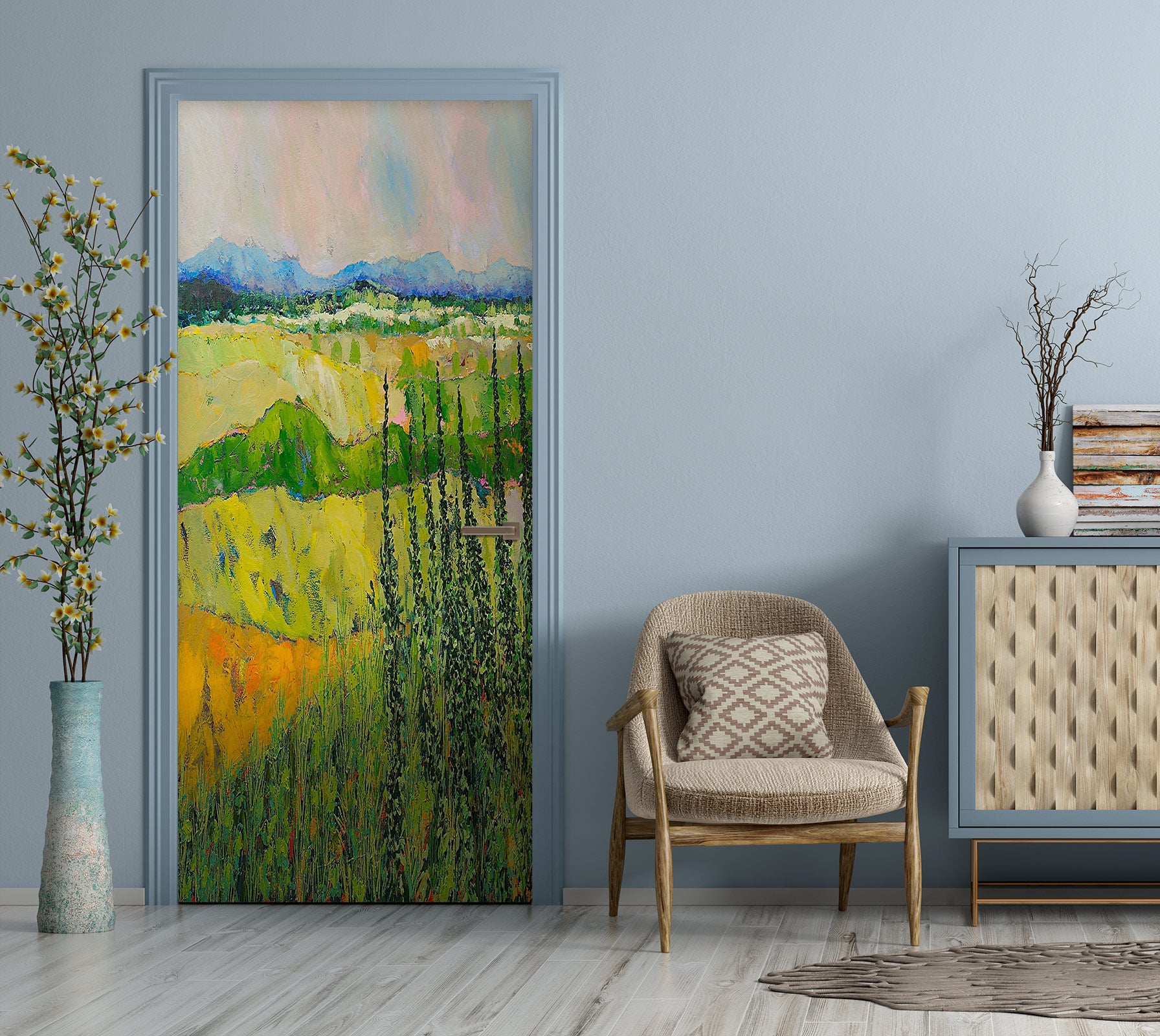 3D Grass Field Bush 9359 Allan P. Friedlander Door Mural