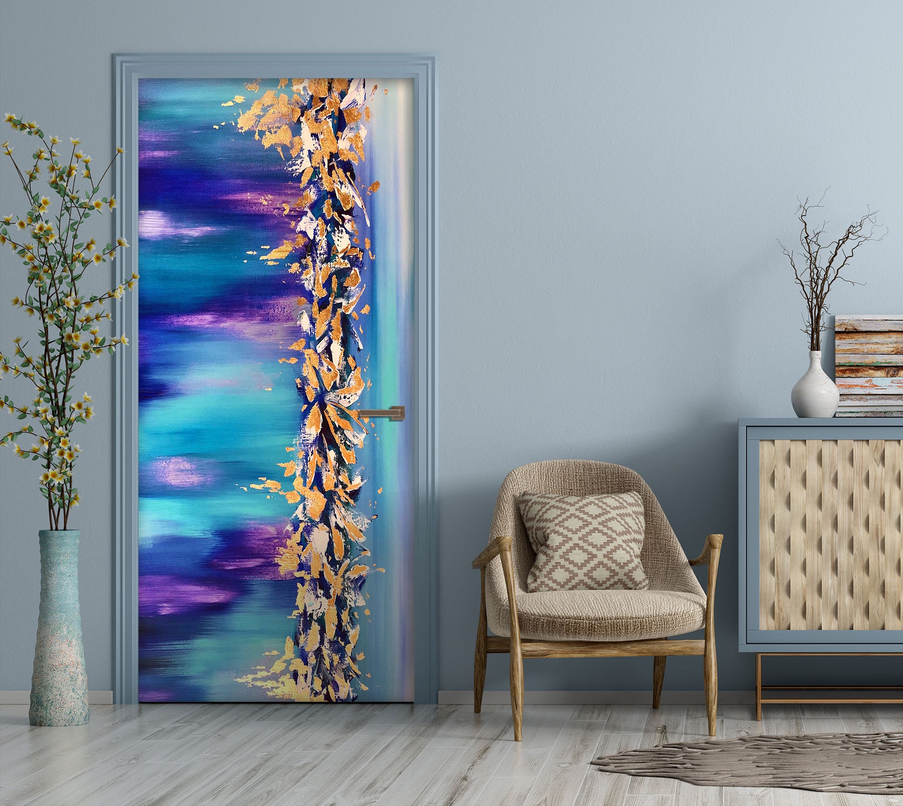 3D Blue Purple 3182 Skromova Marina Door Mural