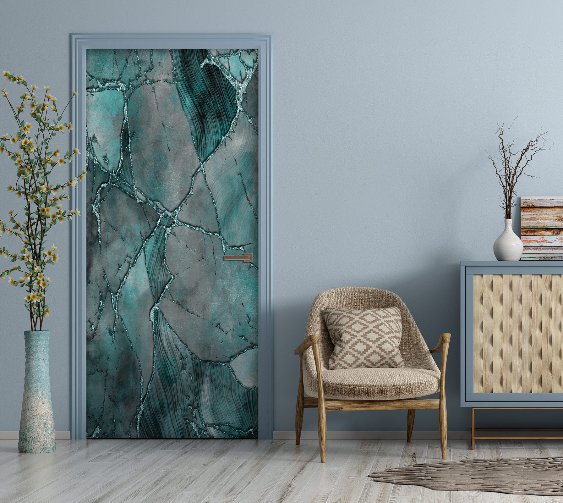 3D Green Marbled Crack 102102 Andrea Haase Door Mural