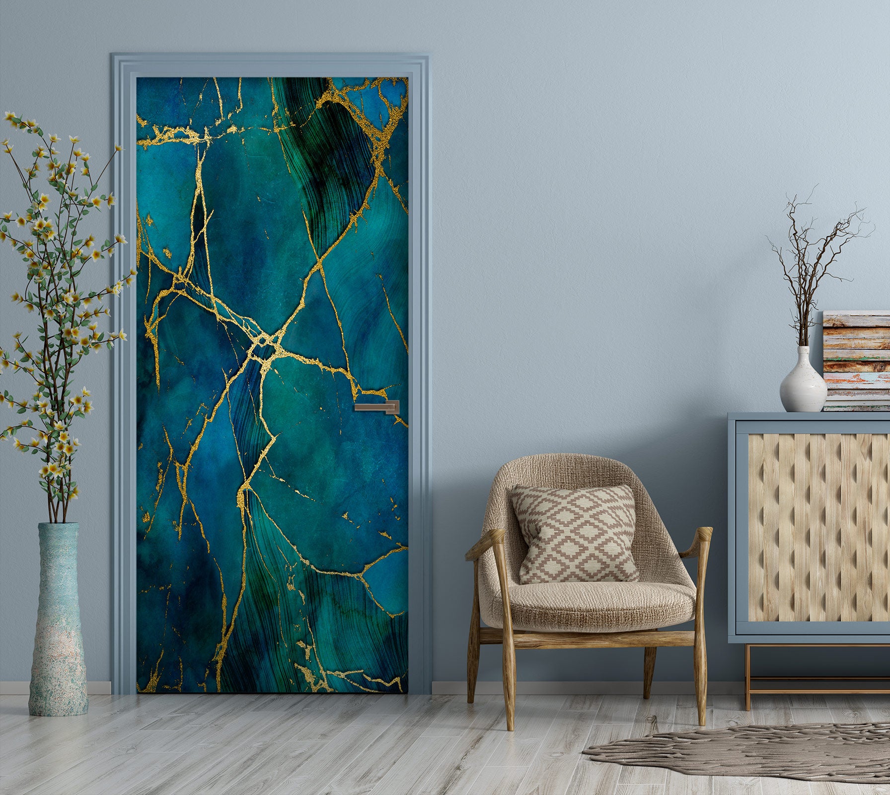 3D Green Marbled Gold Crack 10298 Andrea Haase Door Mural