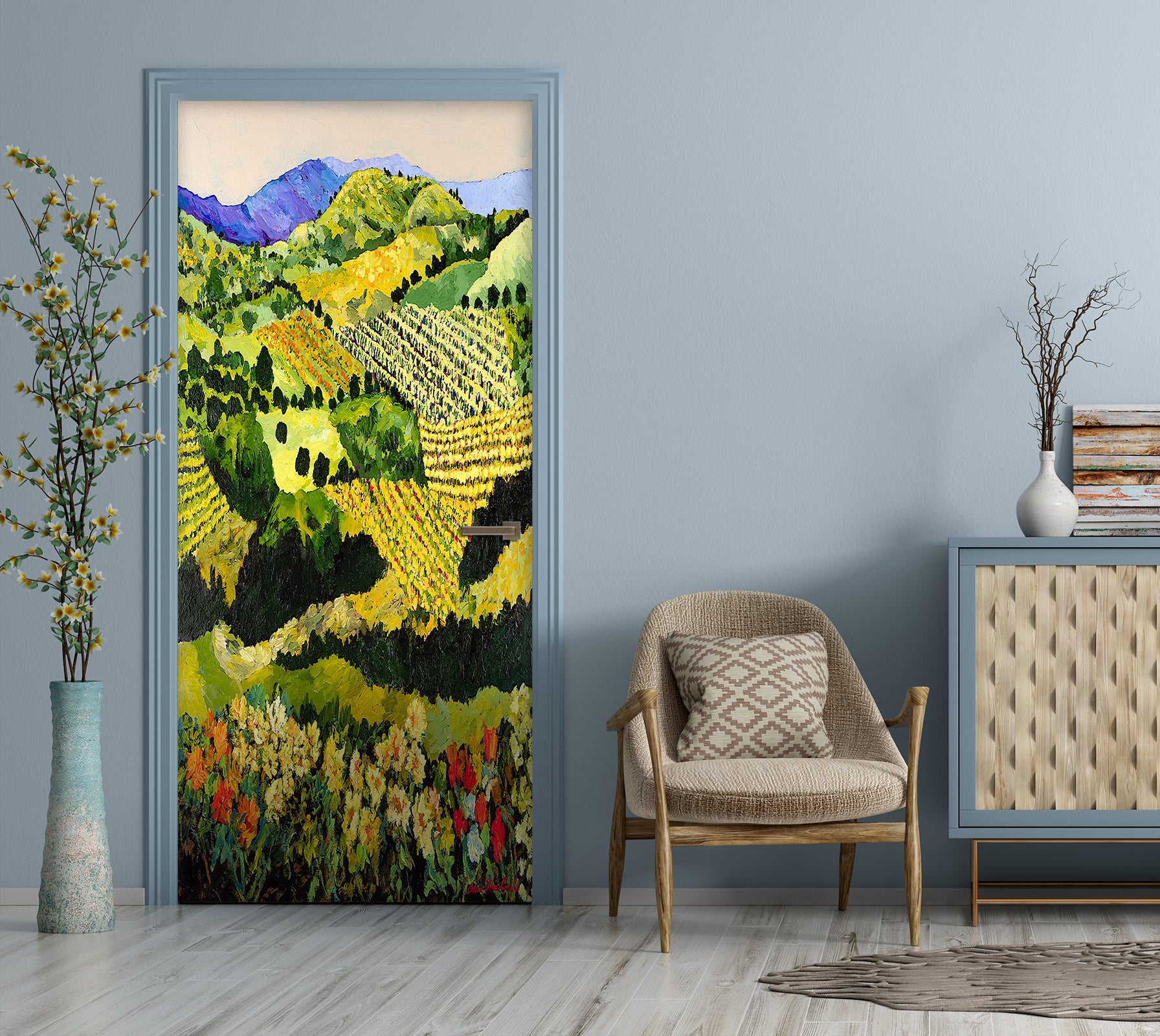 3D Hillside Meadow Green Field 9333 Allan P. Friedlander Door Mural