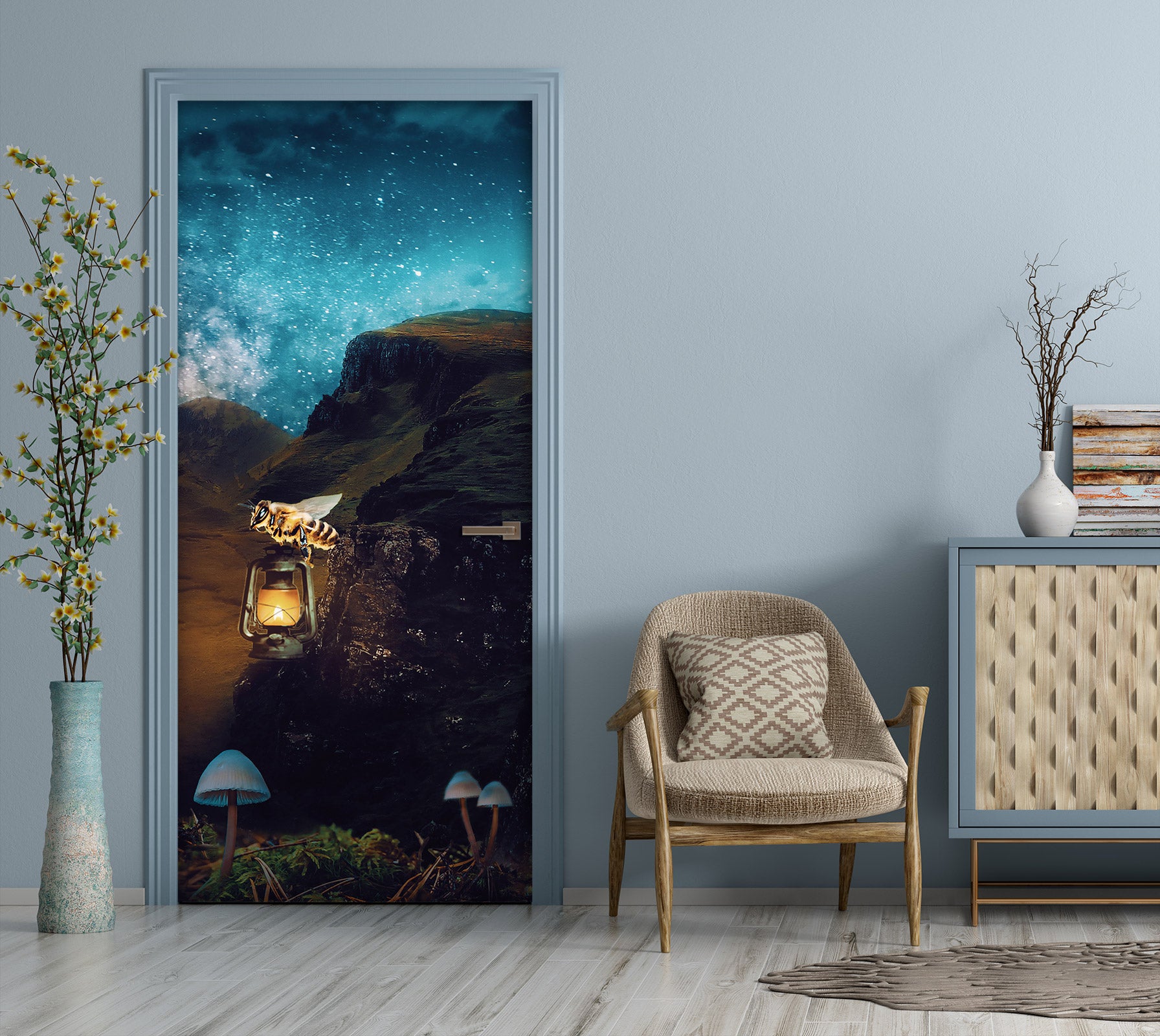 3D Starry Light Mushroom 107192 Beth Sheridan Door Mural