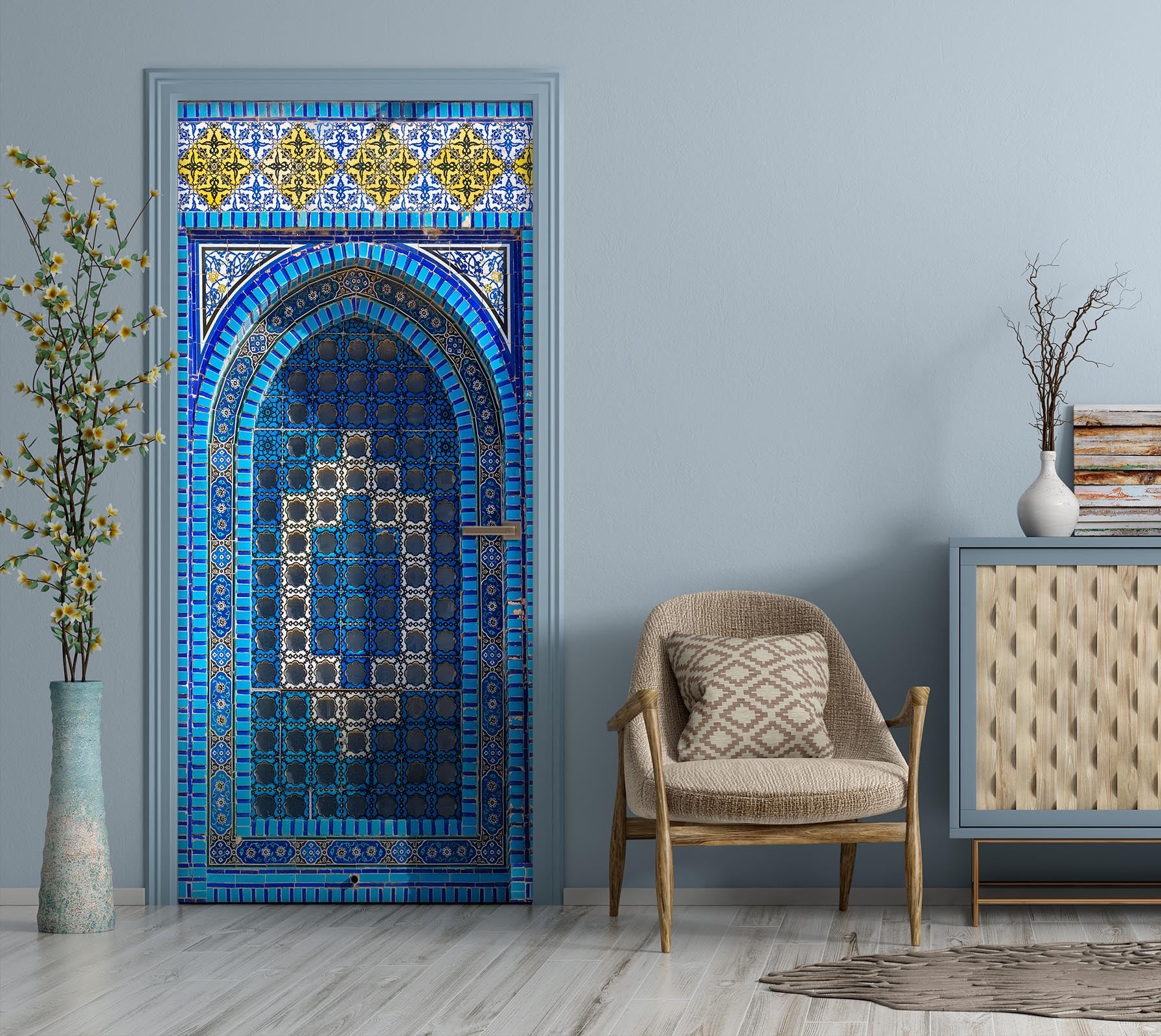 3D Blue Pattern Texture 10223 Assaf Frank Door Mural