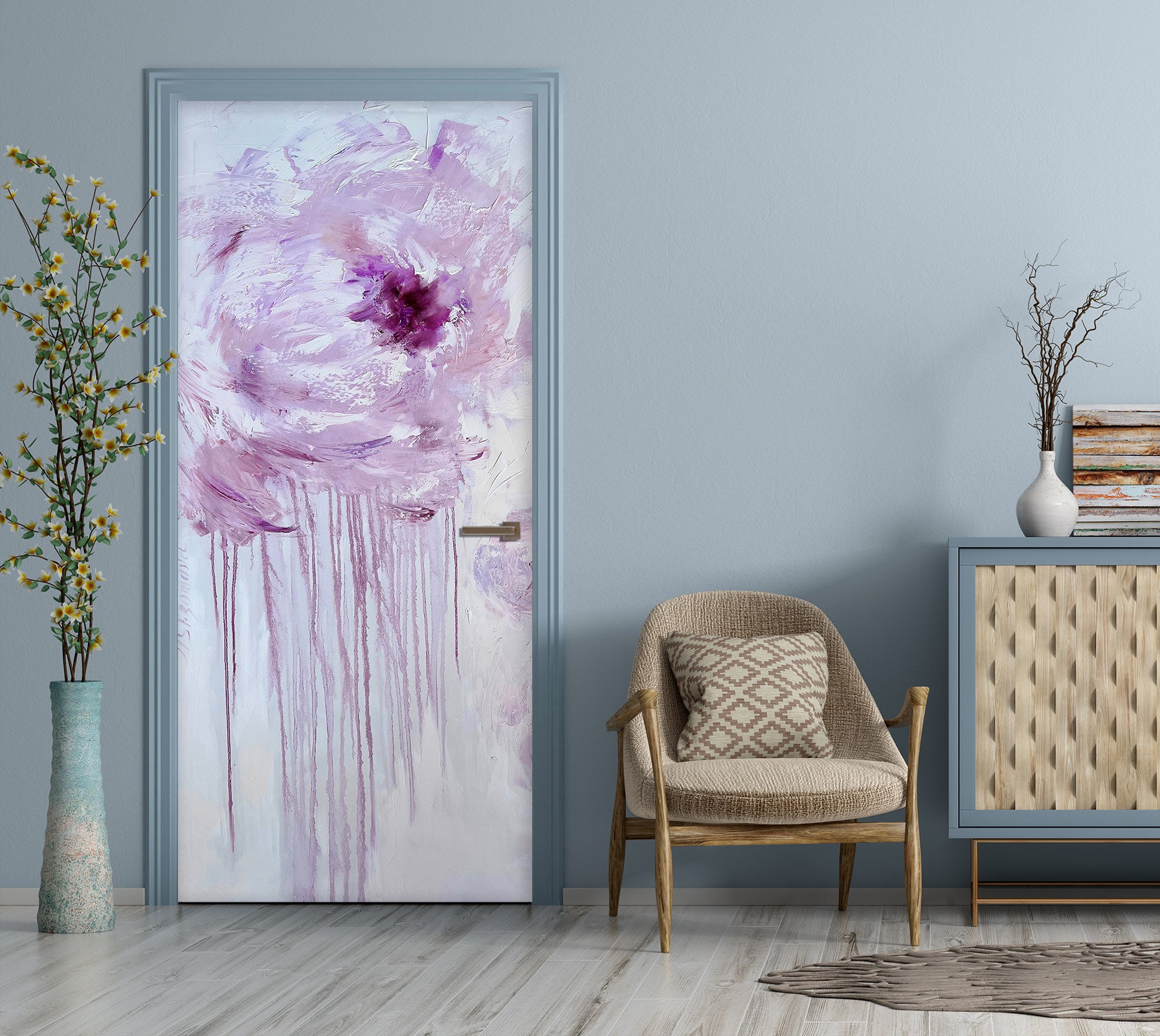 3D Pink Flowers 3061 Skromova Marina Door Mural