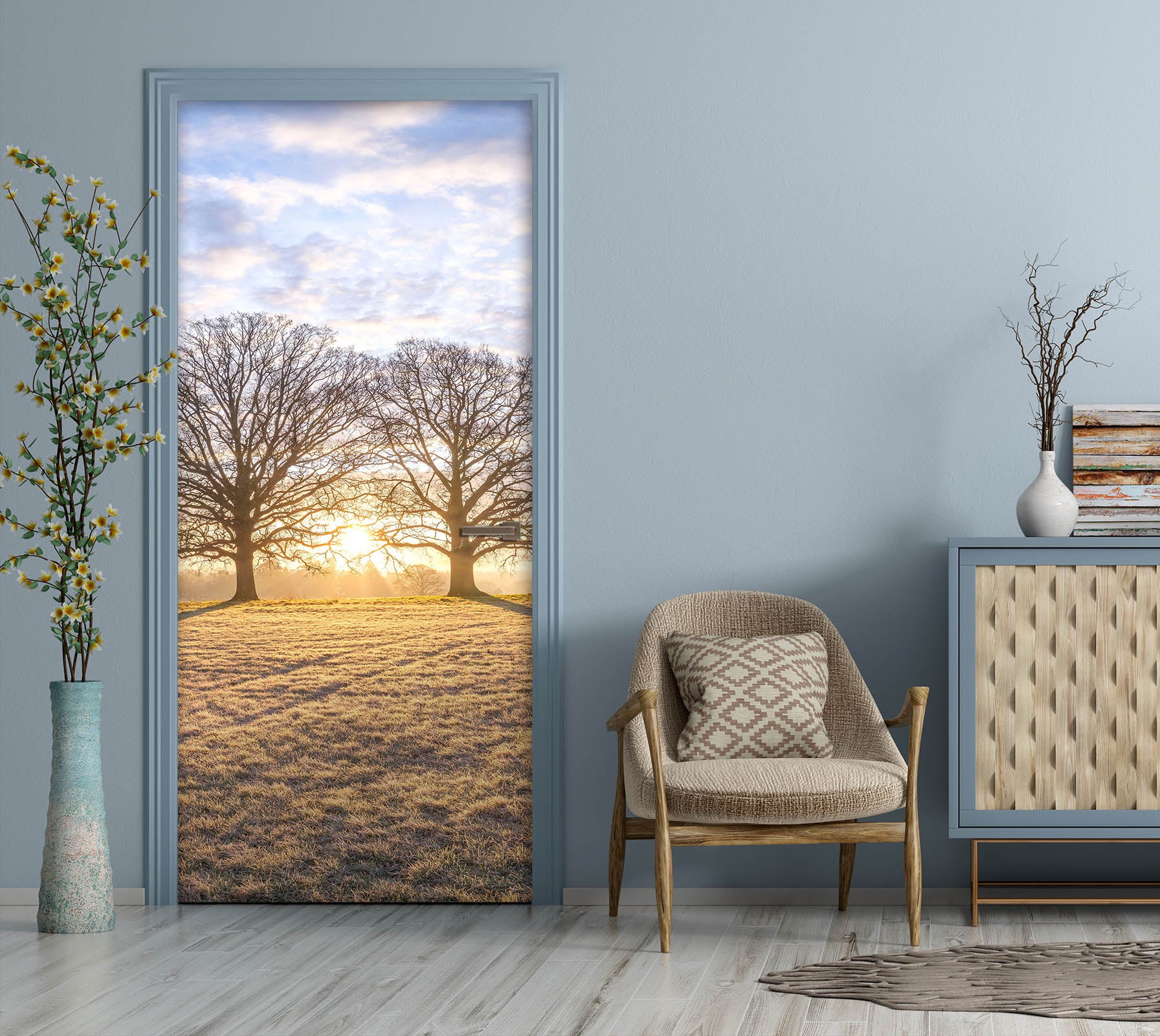 3D Meadow Tree Sunny 10235 Assaf Frank Door Mural