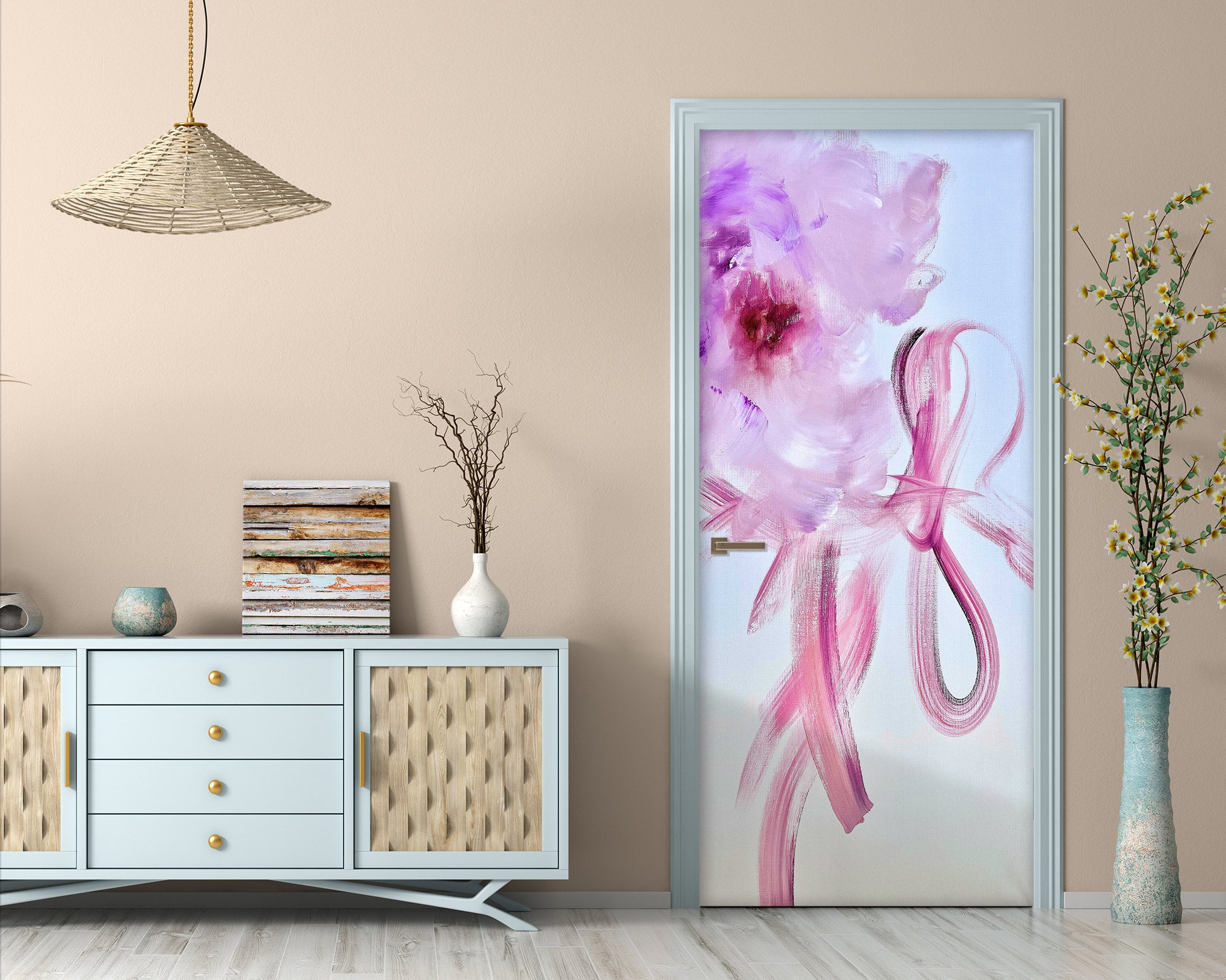 3D Pink Purple 3166 Skromova Marina Door Mural