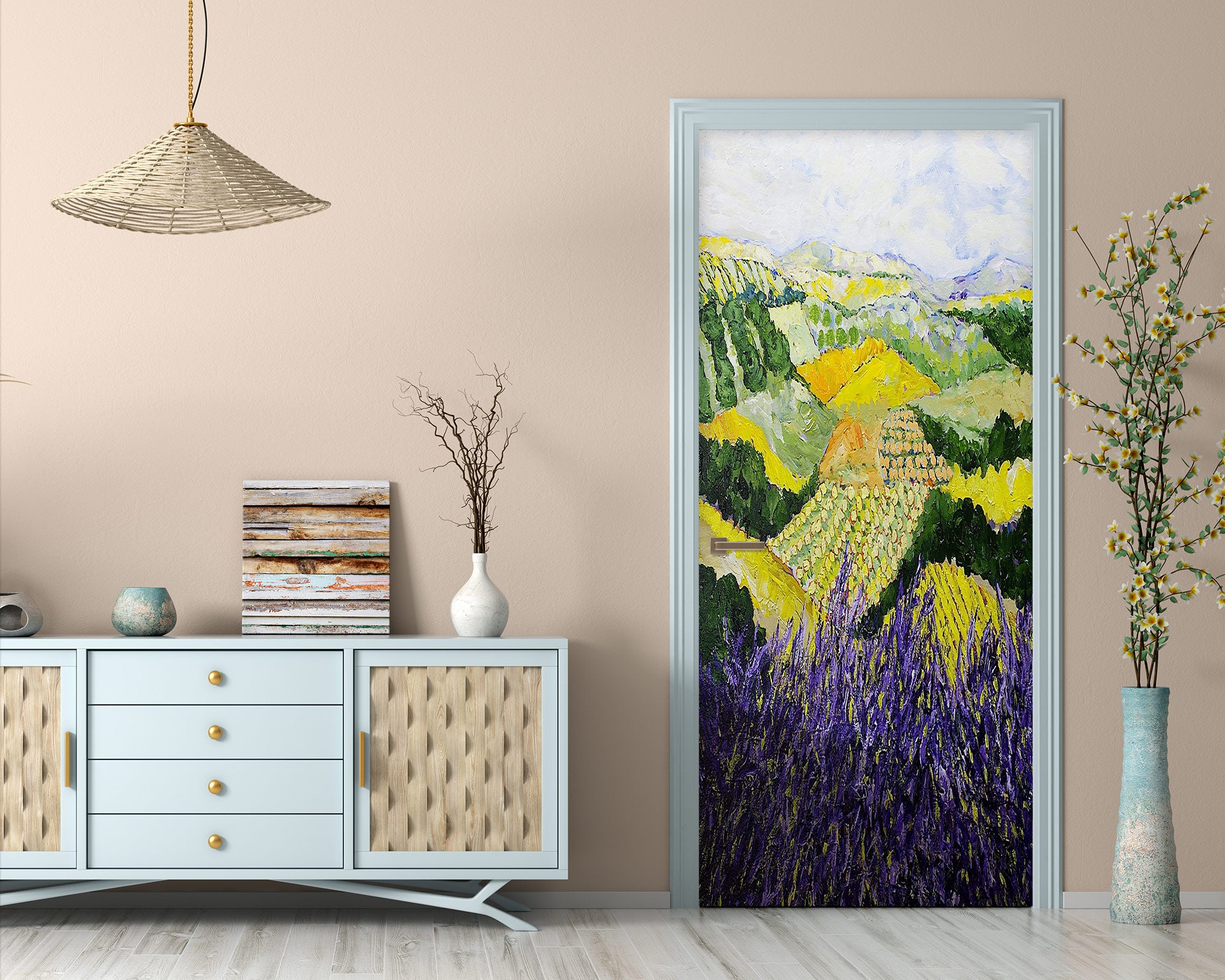 3D Hillside Field Purple Flowers 9320 Allan P. Friedlander Door Mural