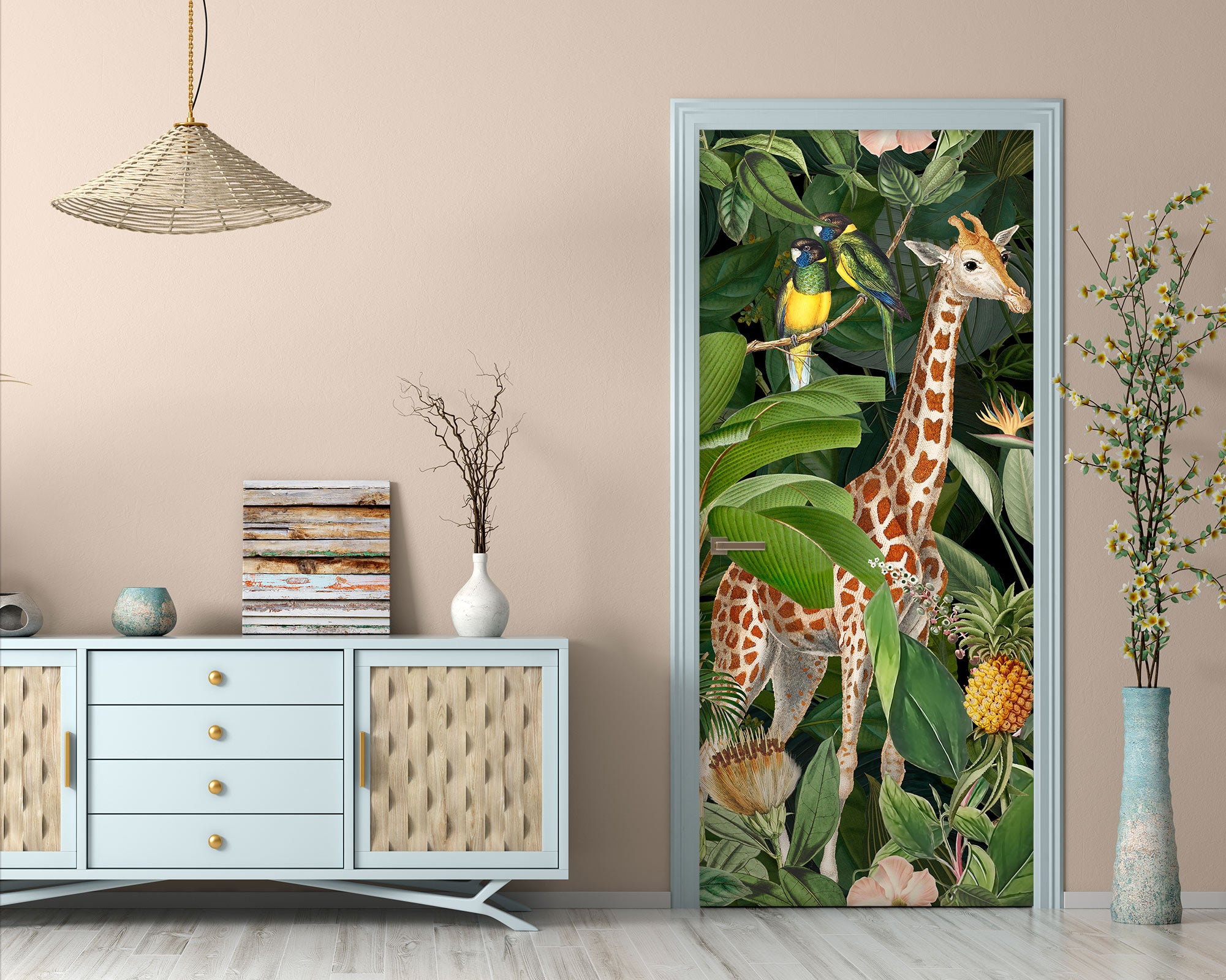 3D Giraffe Pineapple Jungle 11928 Andrea Haase Door Mural