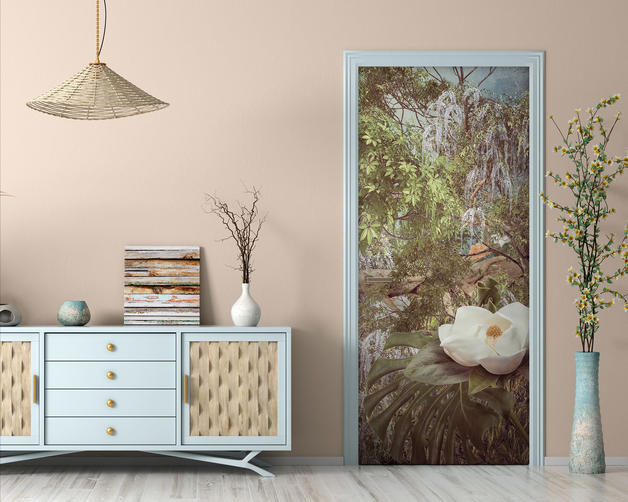 3D White Lotus 10808 Beth Sheridan Door Mural