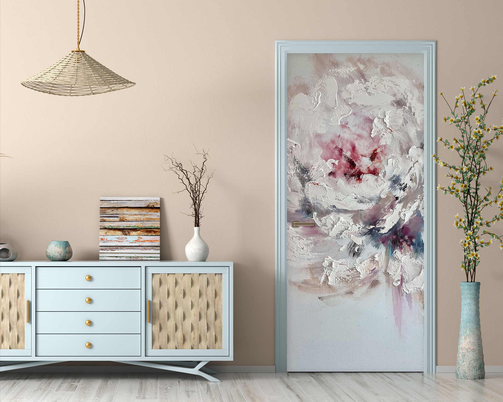 3D Retro Peony 3239 Skromova Marina Door Mural