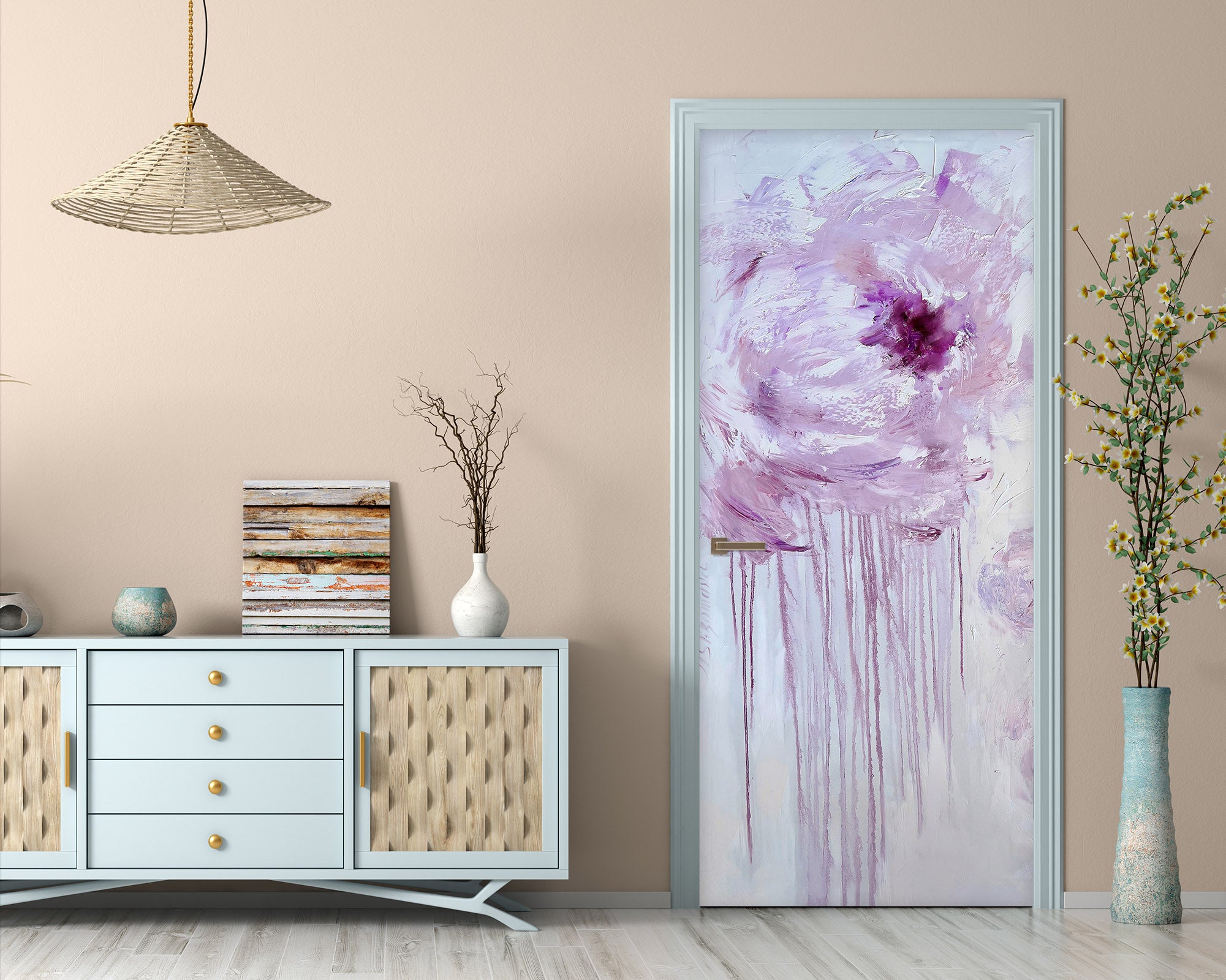 3D Pink Flowers 3061 Skromova Marina Door Mural