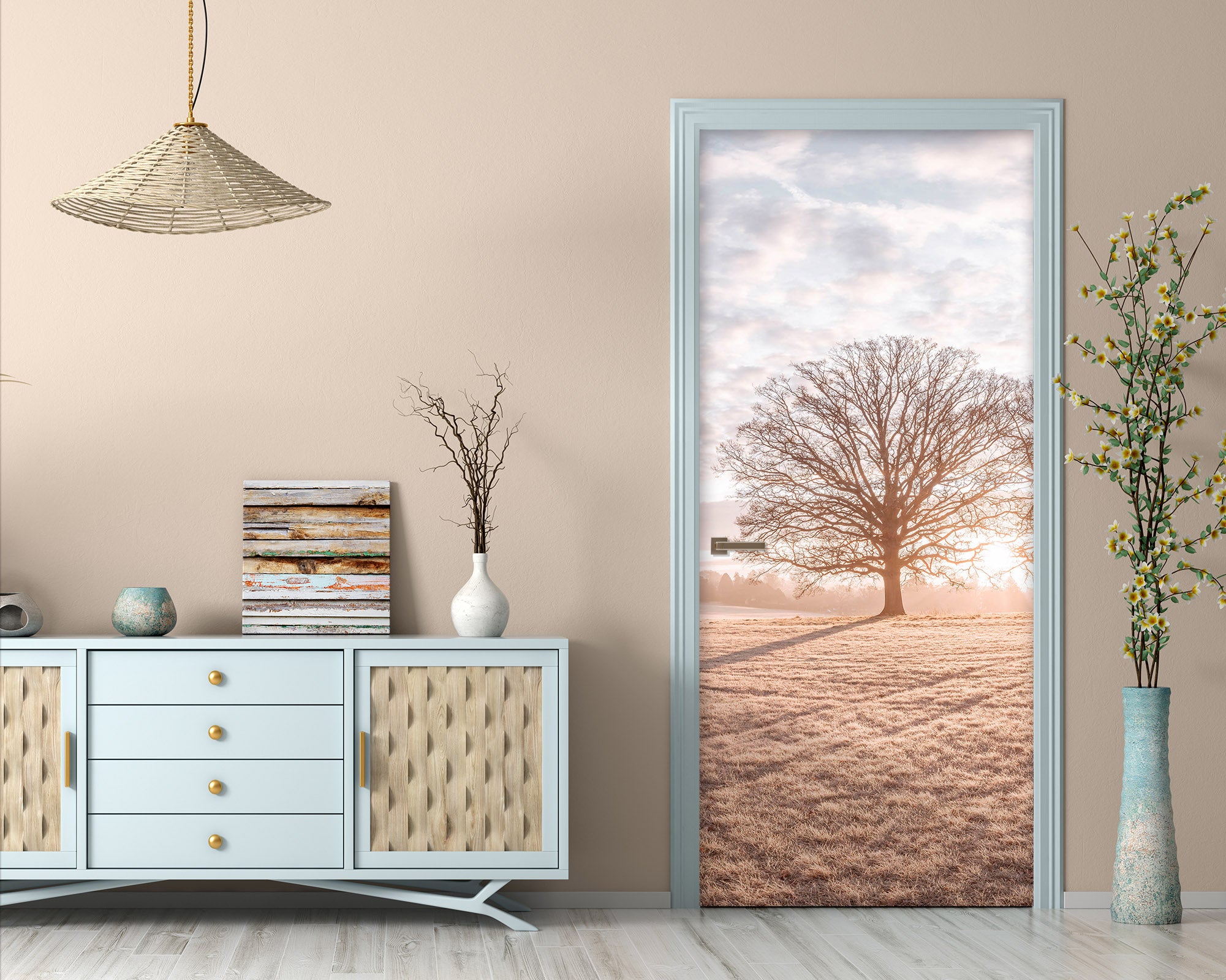 3D Sunshine Trees Lawn 10237 Assaf Frank Door Mural