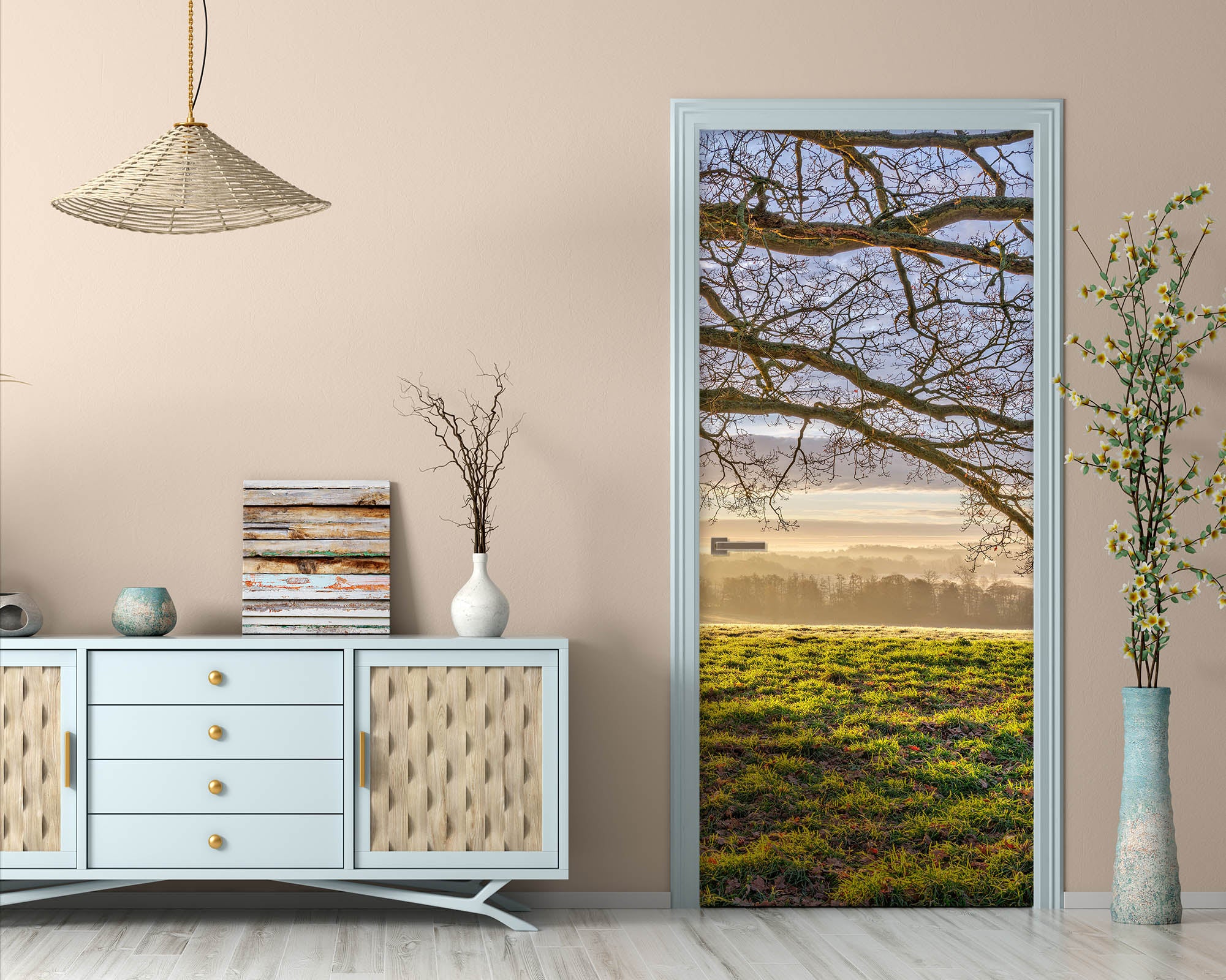 3D Grass Branches 10246 Assaf Frank Door Mural