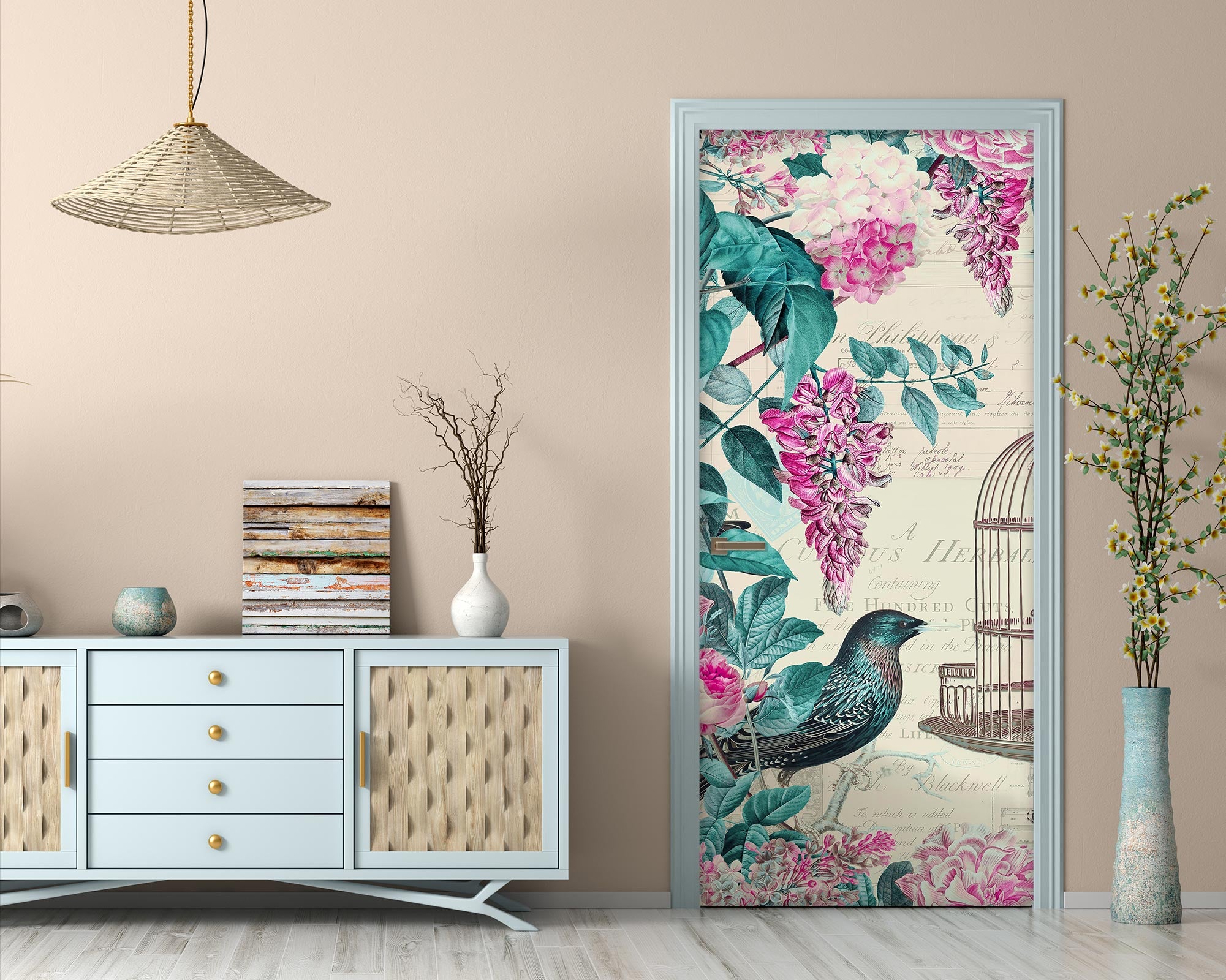 3D Flower Vine Bird Cage 11884 Andrea Haase Door Mural