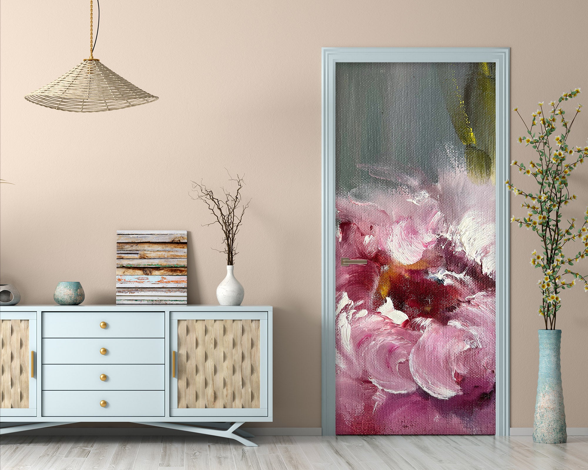 3D Red Flowers 3268 Skromova Marina Door Mural