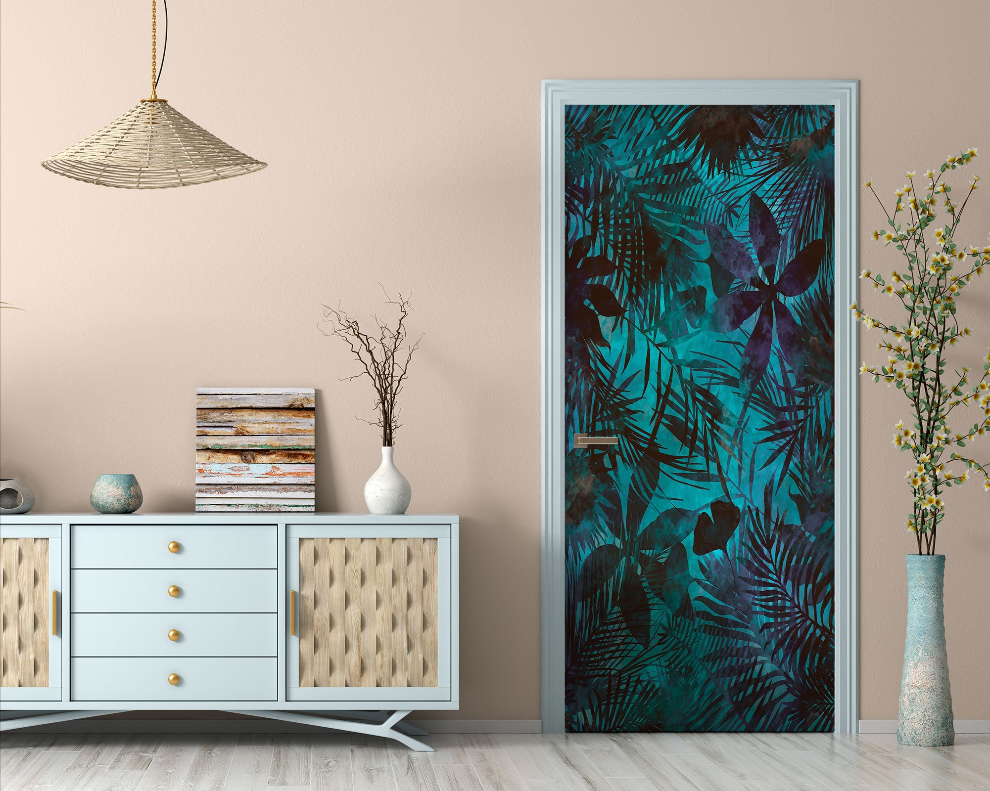 3D Dark Leaf Pattern 10276 Andrea Haase Door Mural