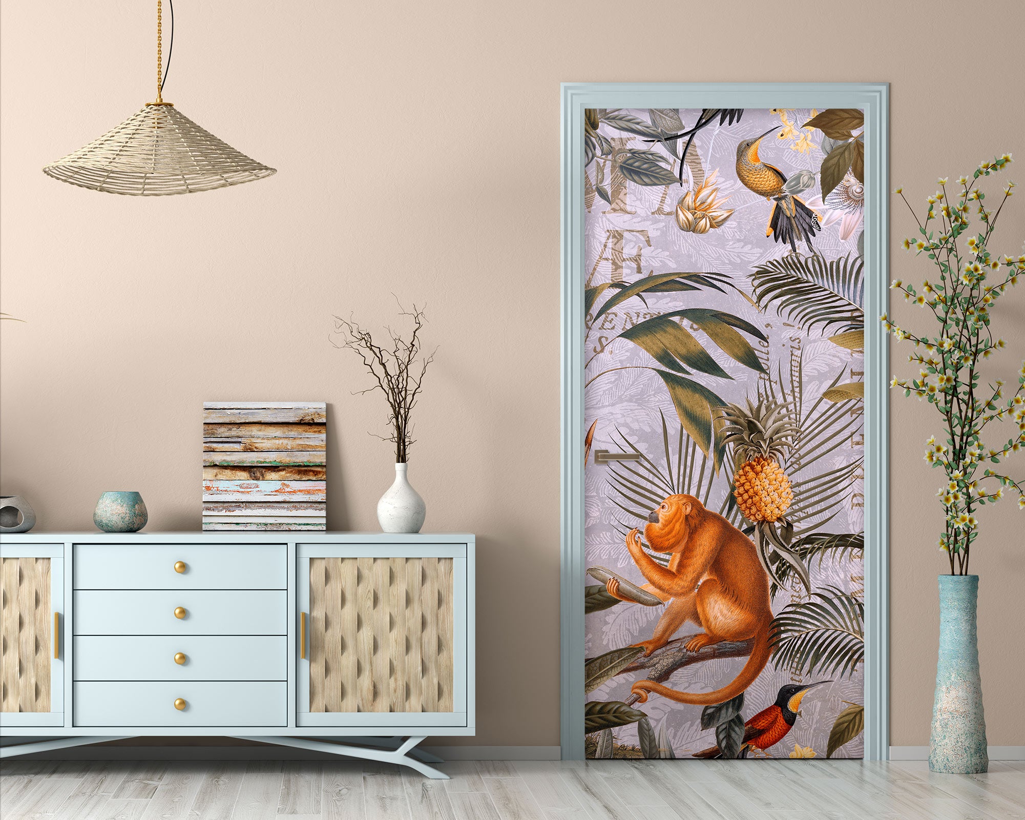 3D Bird Monkey Pineapple Jungle 11936 Andrea Haase Door Mural