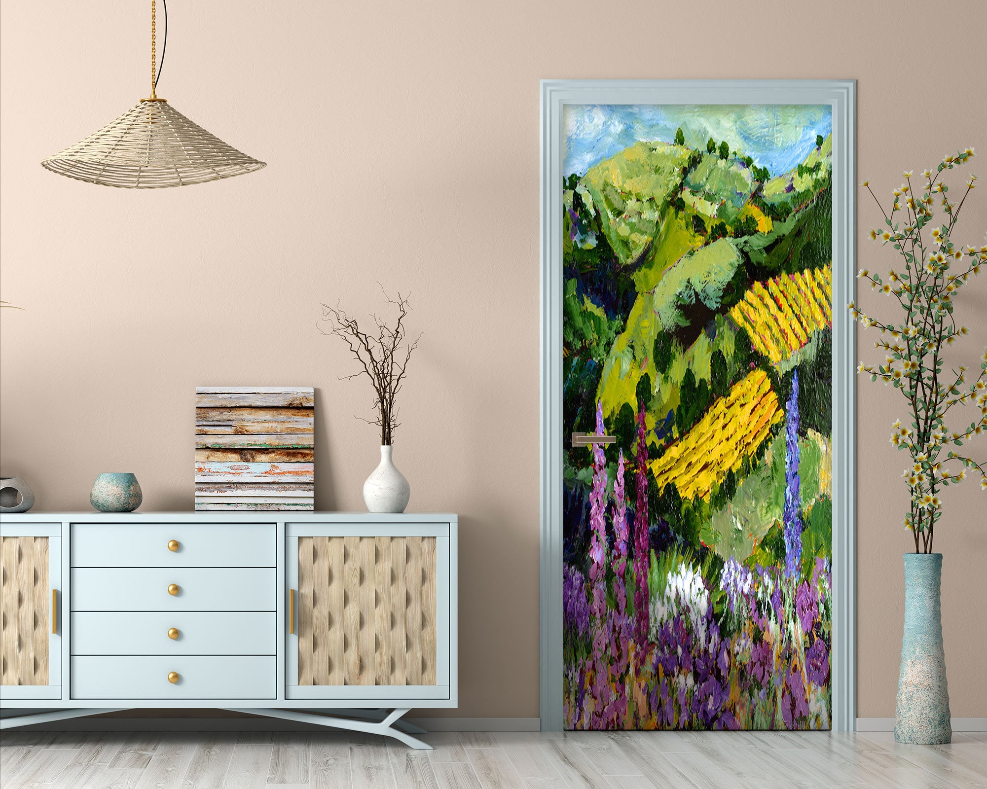 3D Purple Flowers Field Hillside Painting 9325 Allan P. Friedlander Door Mural