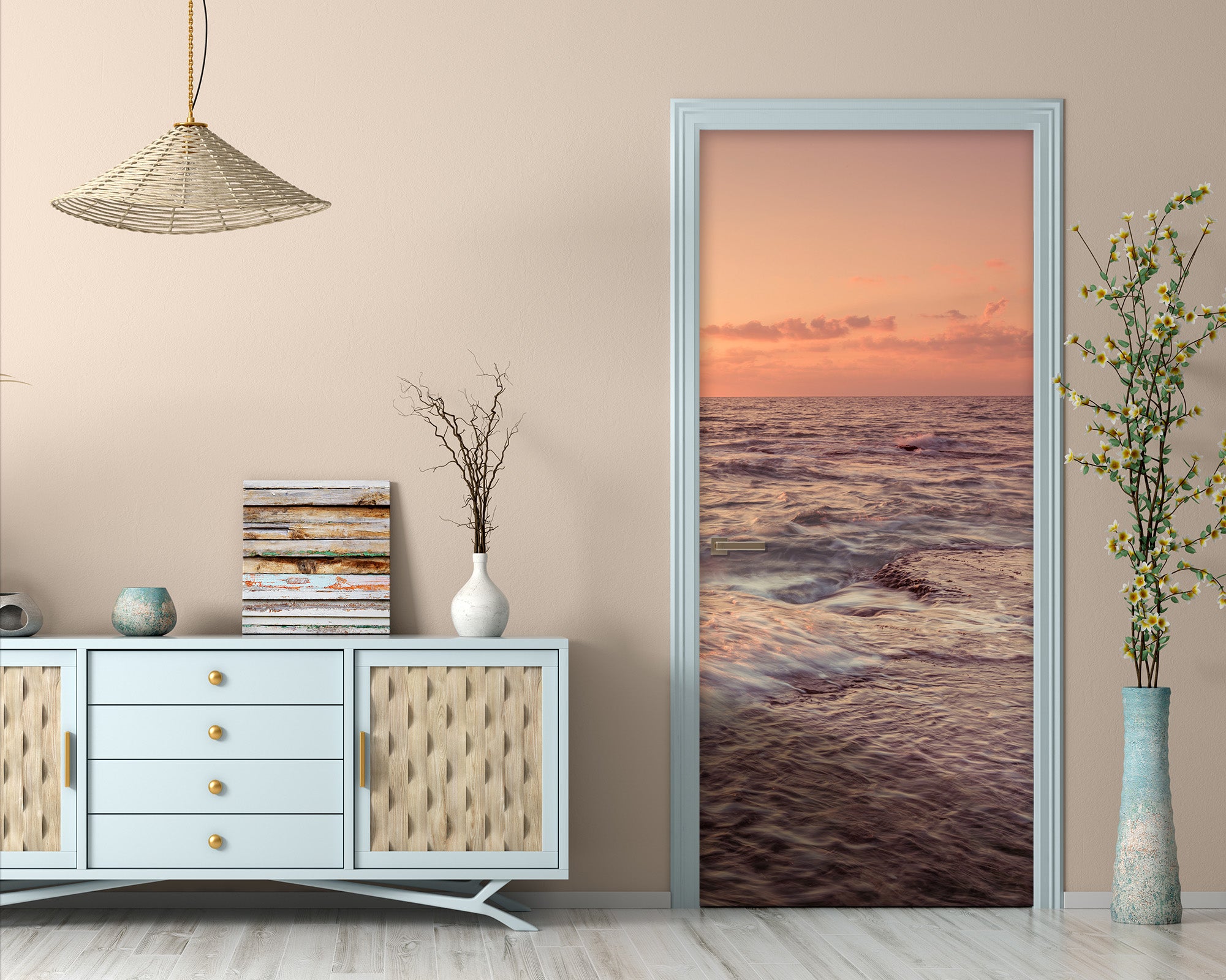 3D Sunset Sea Surface 101203 Assaf Frank Door Mural