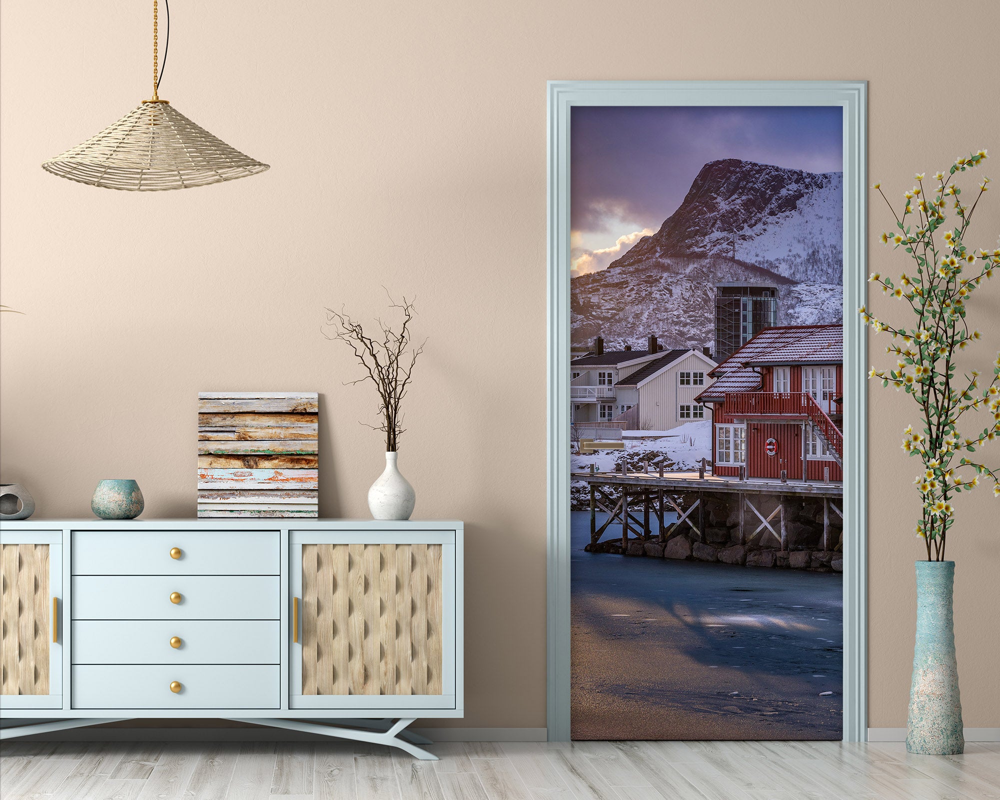 3D Snow Mountain Chalet 119180 Marco Carmassi Door Mural