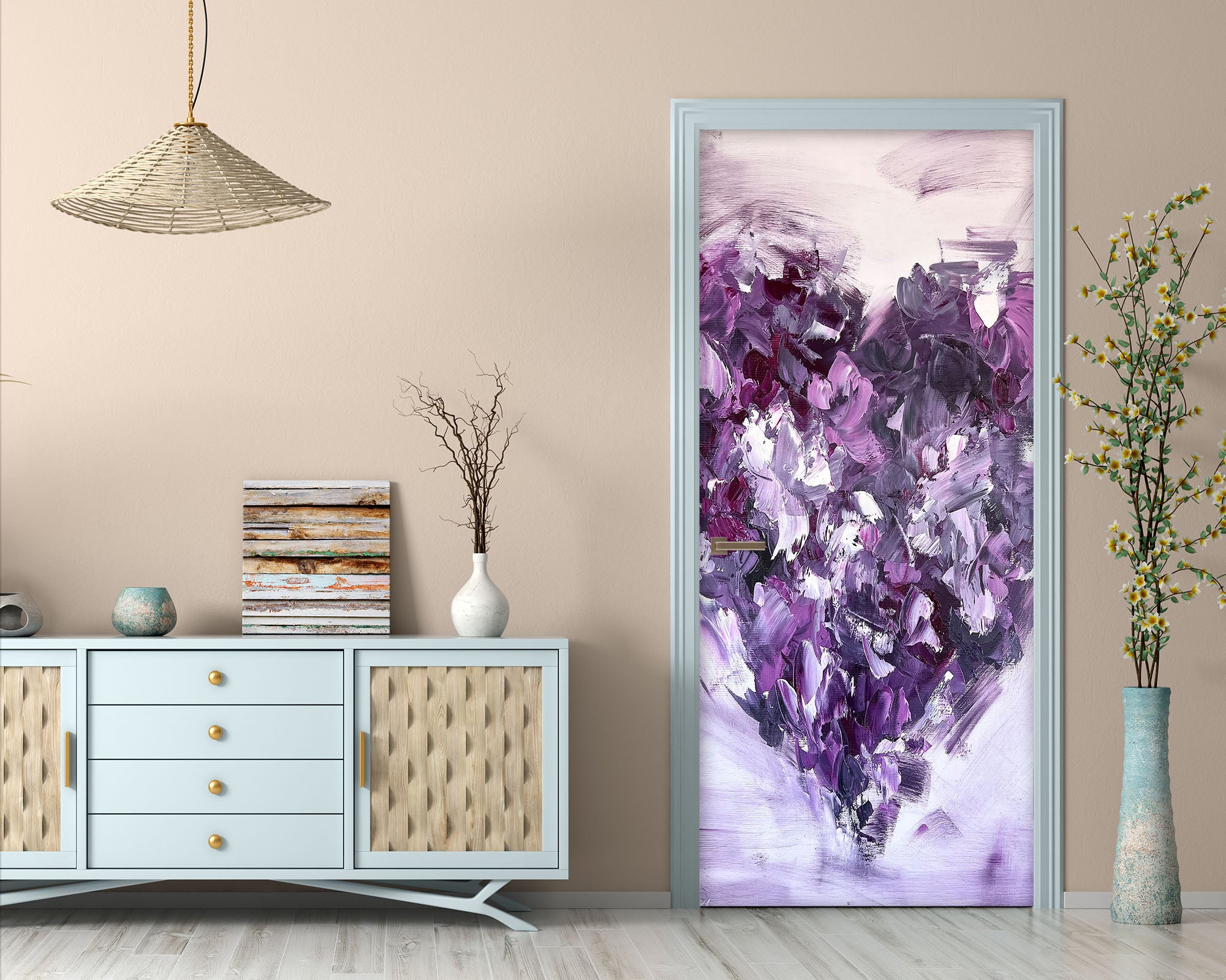 3D Purple Heart 3071 Skromova Marina Door Mural