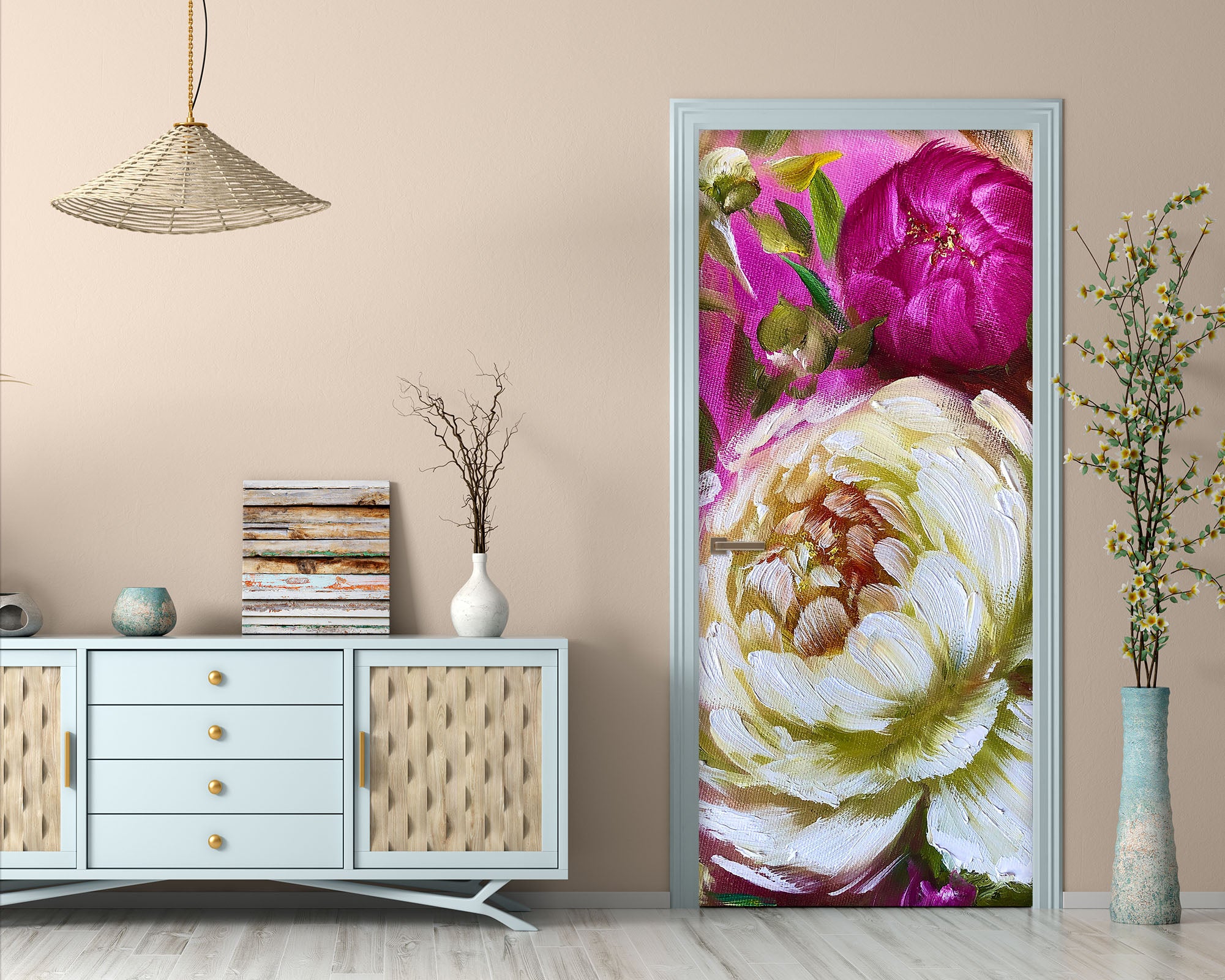 3D White Rose 3316 Skromova Marina Door Mural