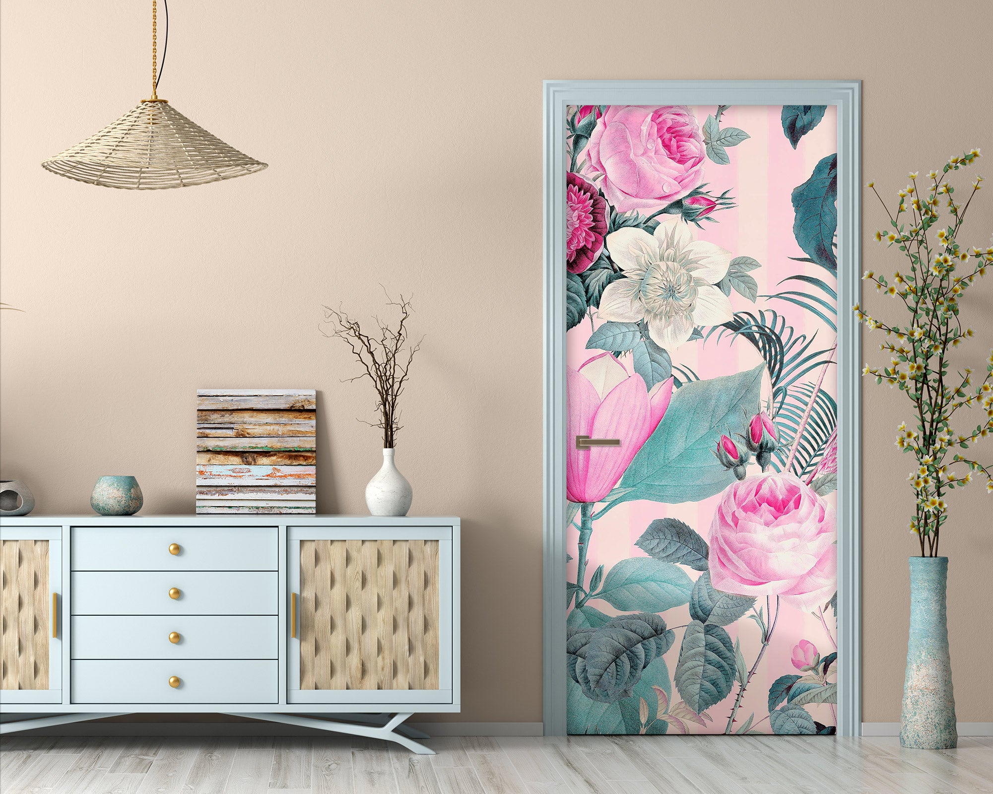 3D Pink Flowers Clump 118122 Andrea Haase Door Mural