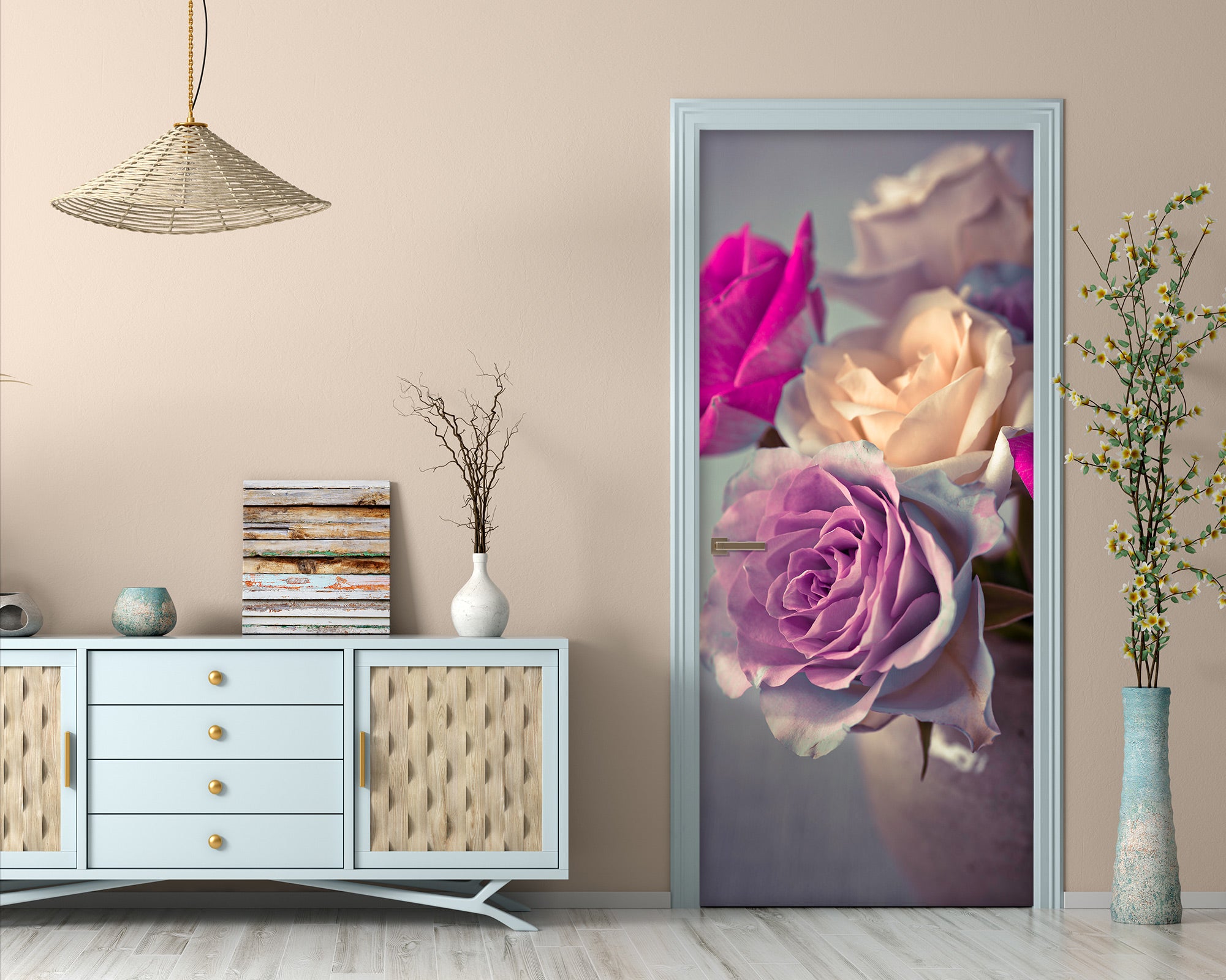 3D Red Purple Rose 106223 Assaf Frank Door Mural