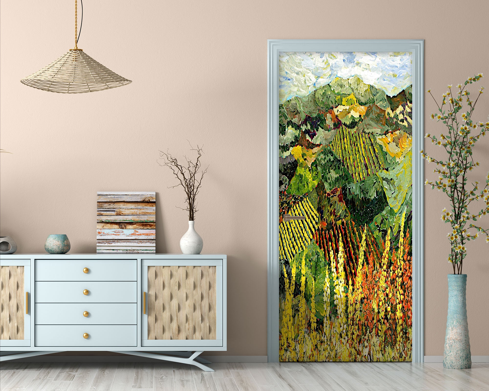 3D Field Grass Flower Bush 9329 Allan P. Friedlander Door Mural