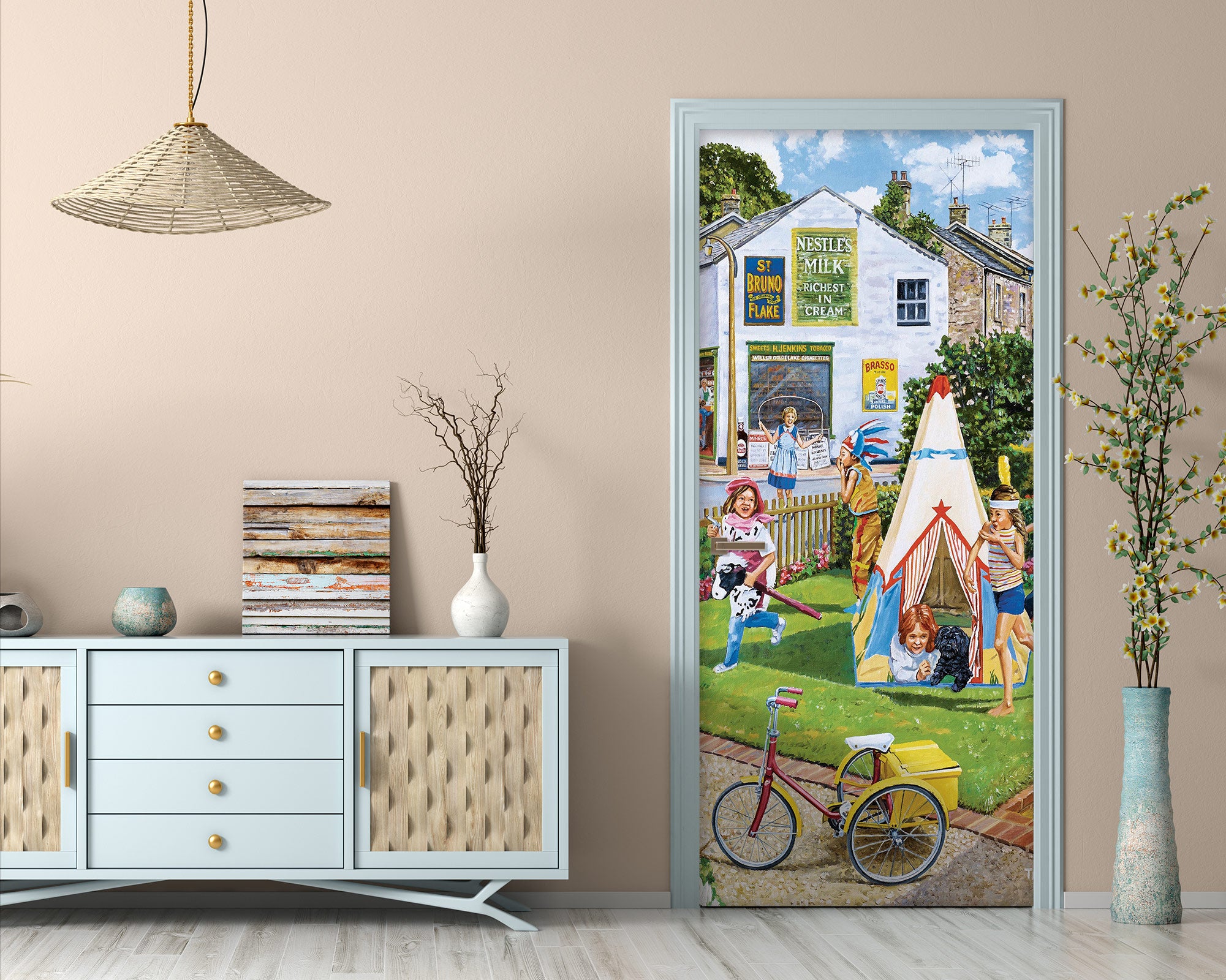 3D Houses Tent Child 10339 Trevor Mitchell Door Mural