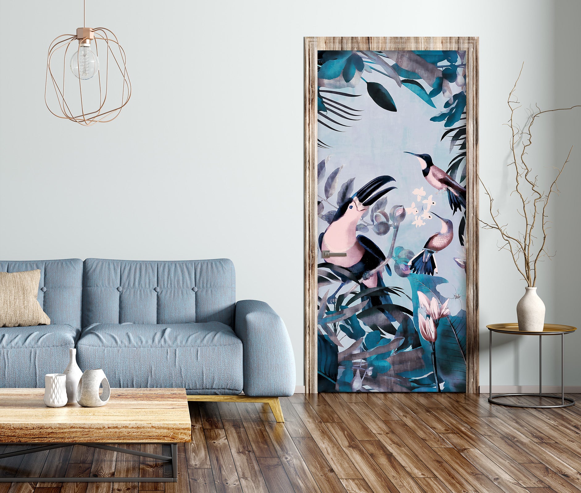 3D Bird Leaves Pattern 11895 Andrea Haase Door Mural