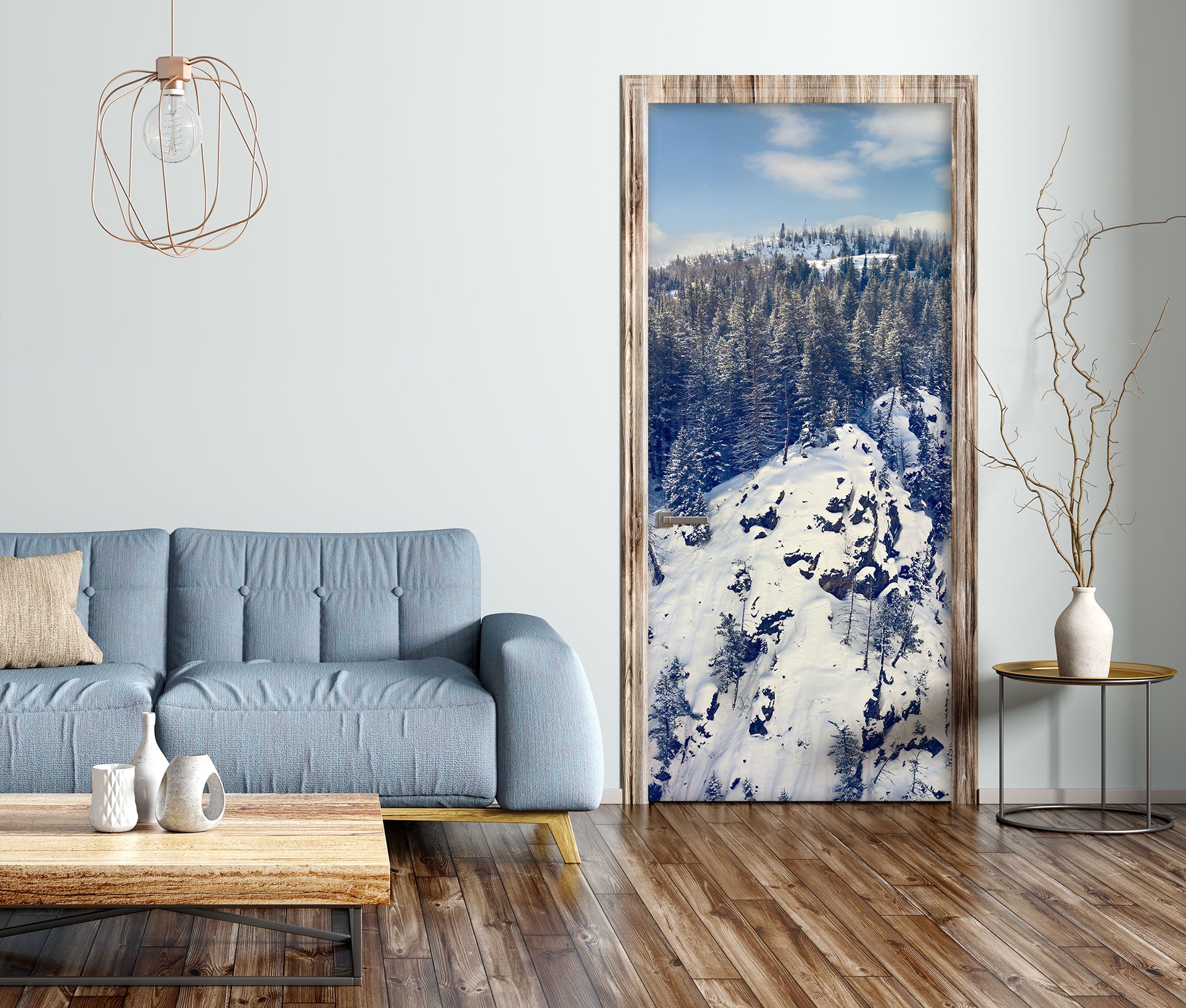 3D Snow Mountain Forest 107207 Beth Sheridan Door Mural