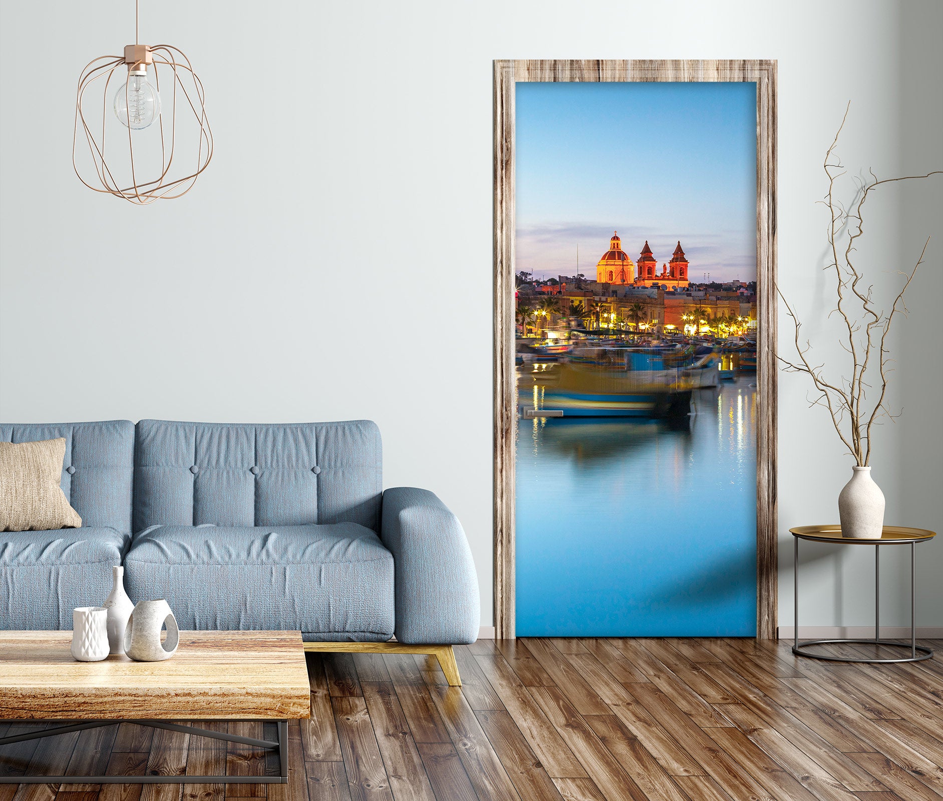 3D Water Surface Boat 10623 Assaf Frank Door Mural