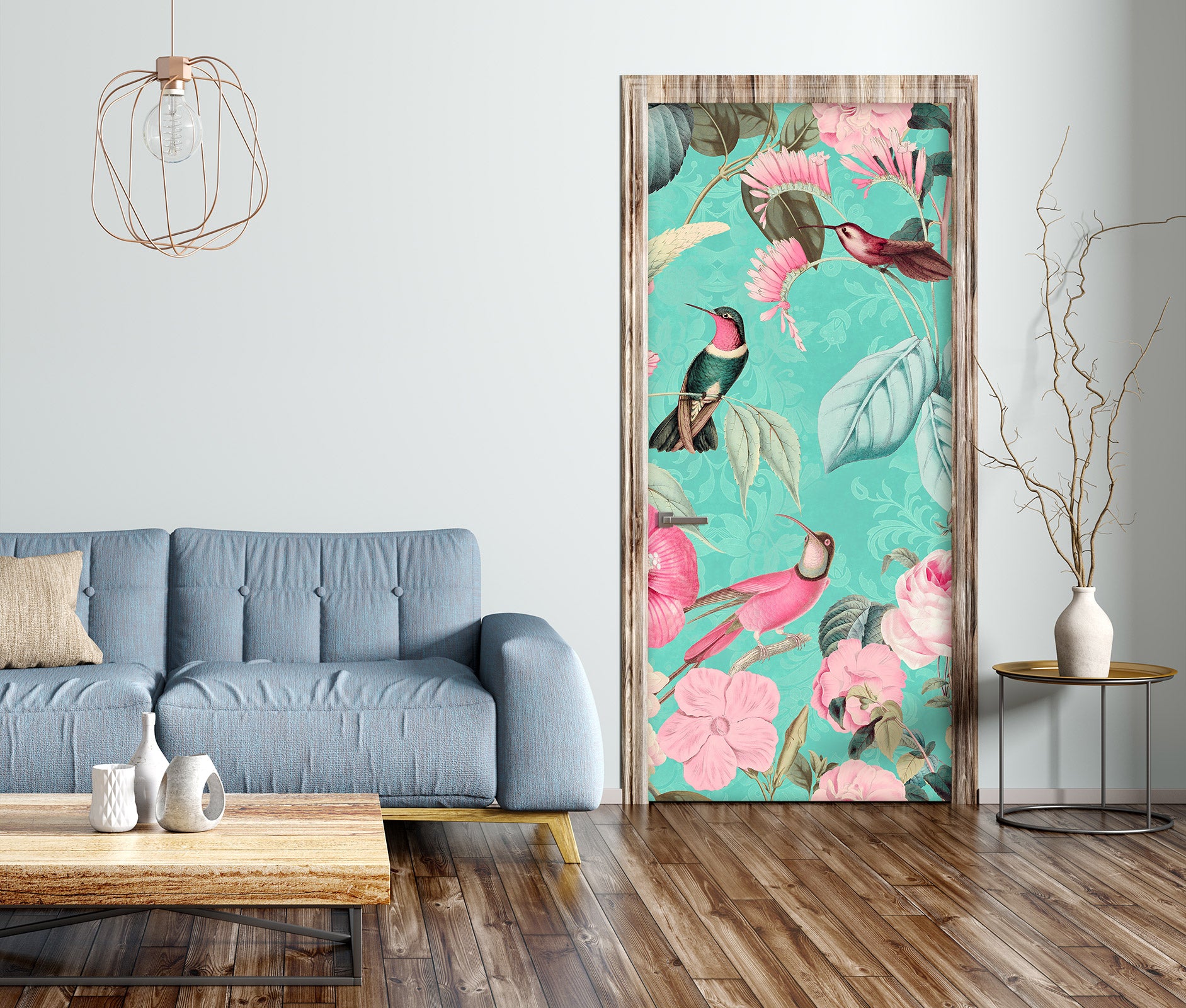 3D Flowers Leaves Bird 118136 Andrea Haase Door Mural