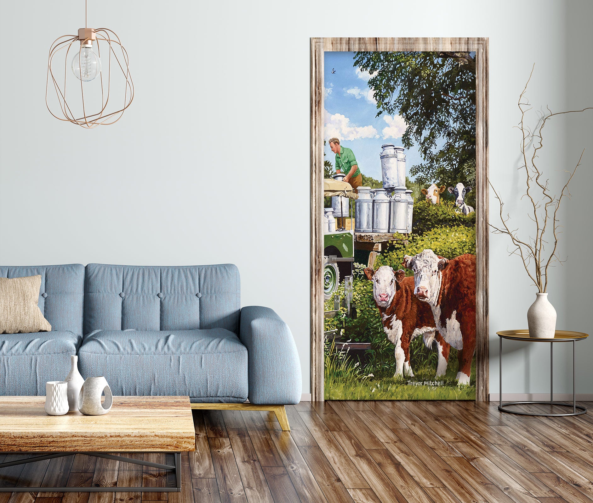 3D Grassland Cow Milk 10333 Trevor Mitchell Door Mural