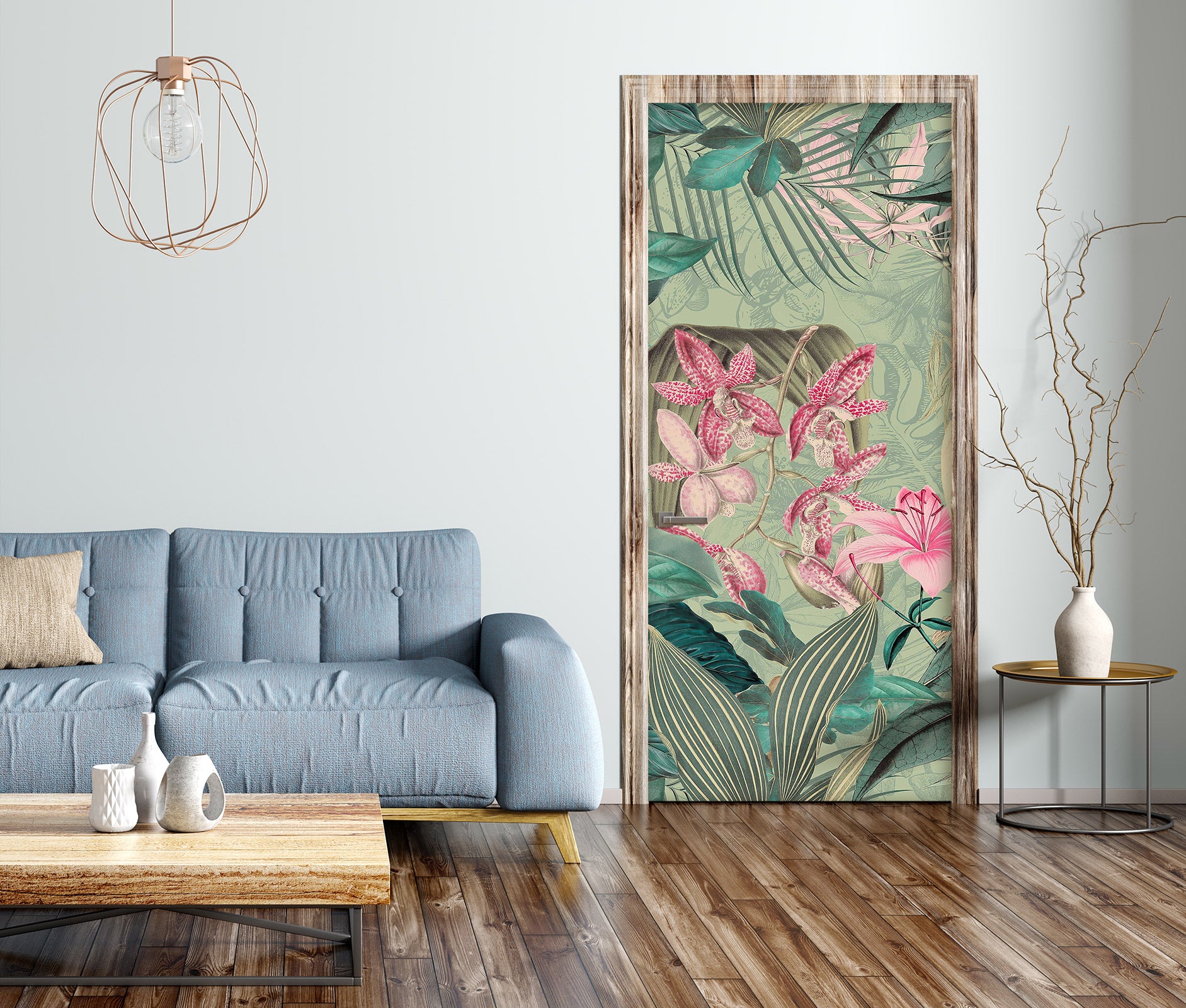 3D Pink Flower Leaves 118104 Andrea Haase Door Mural