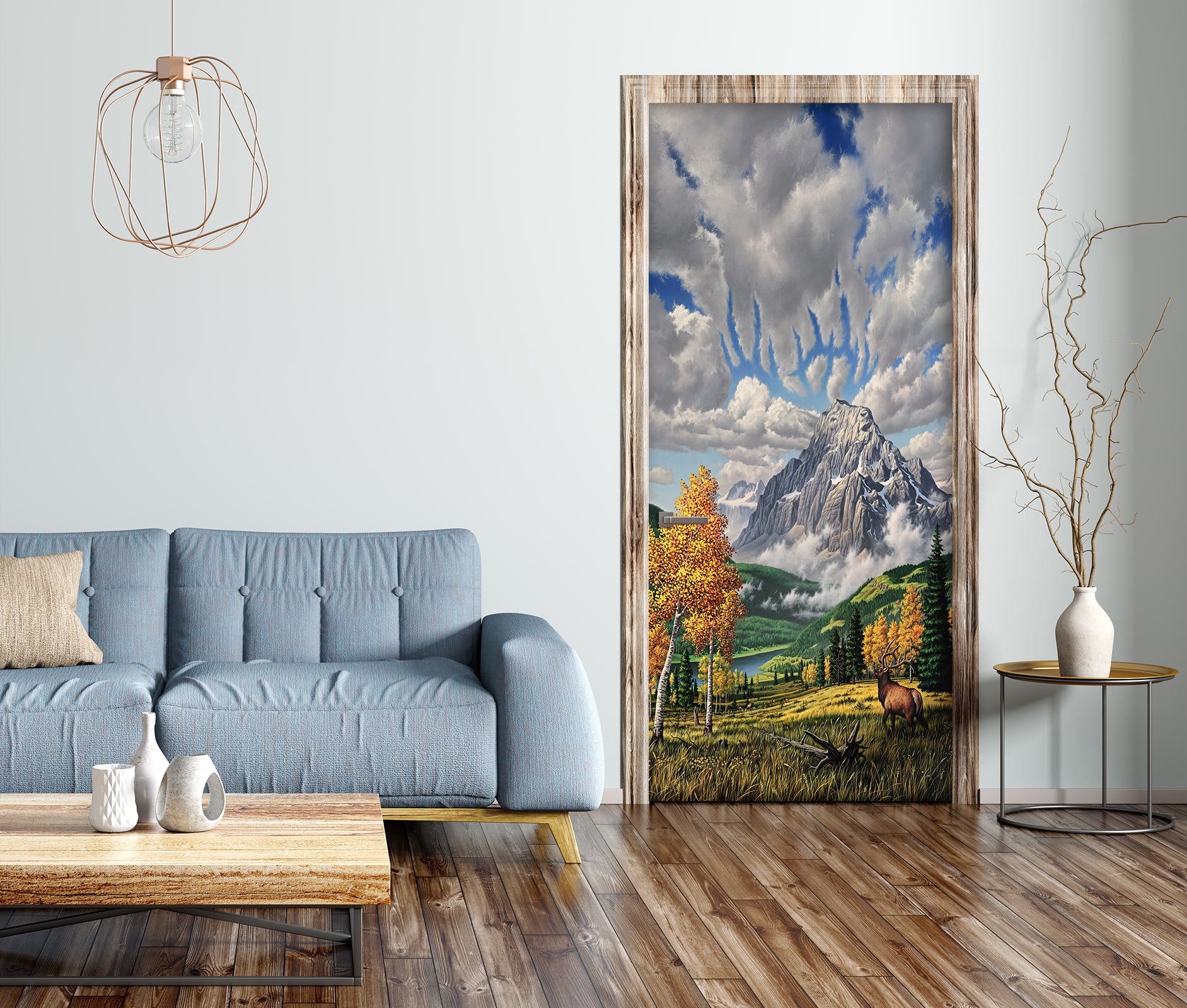 3D Snow Mountain Meadow 112114 Jerry LoFaro Door Mural