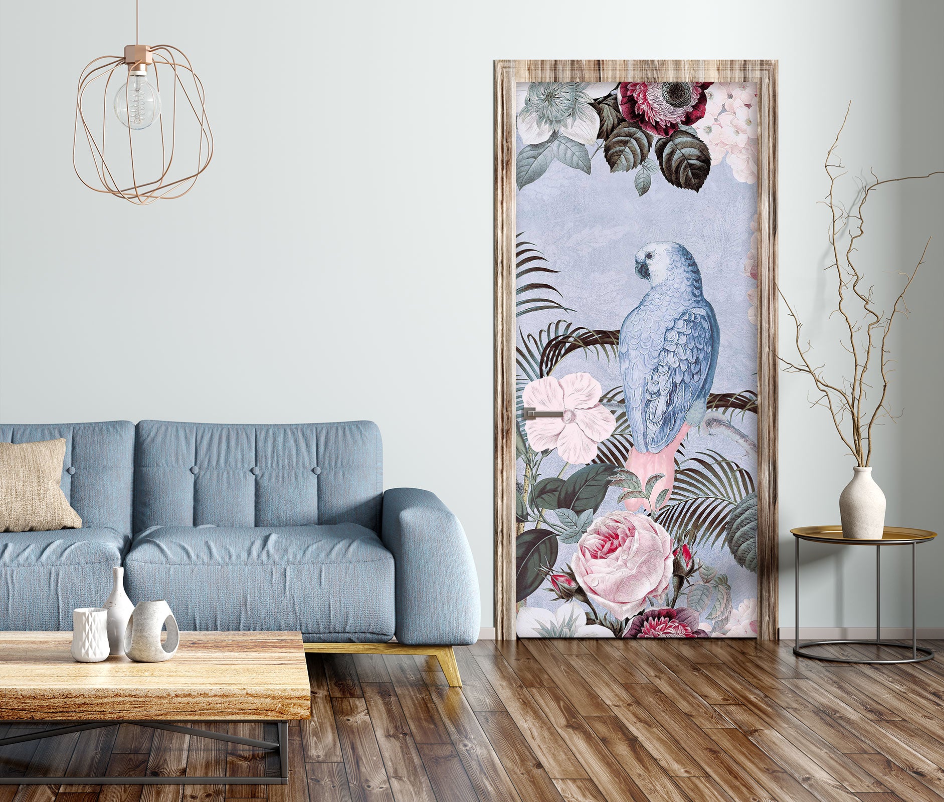 3D Parrot Rose 11906 Andrea Haase Door Mural