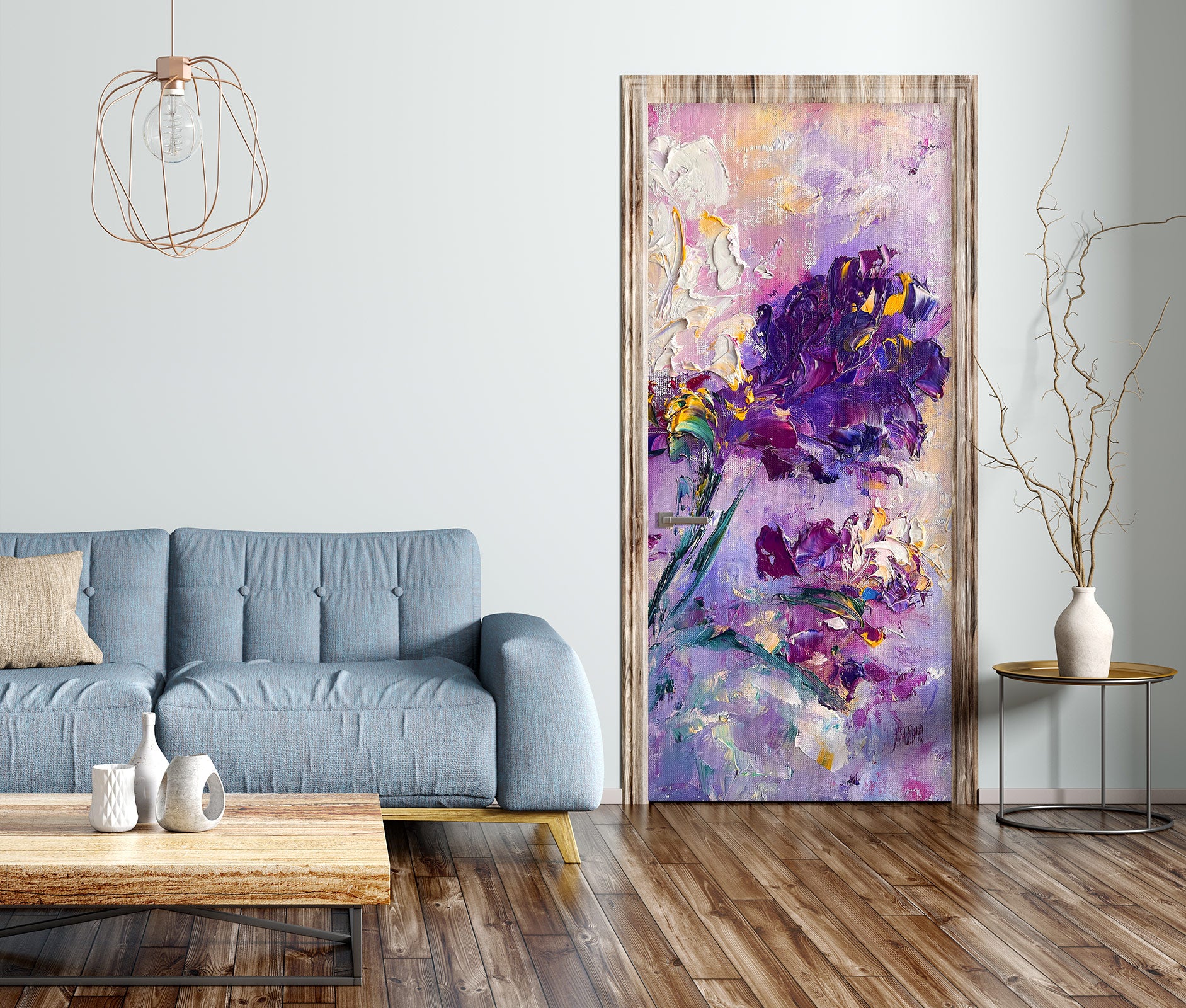 3D Purple Flowers 3204 Skromova Marina Door Mural