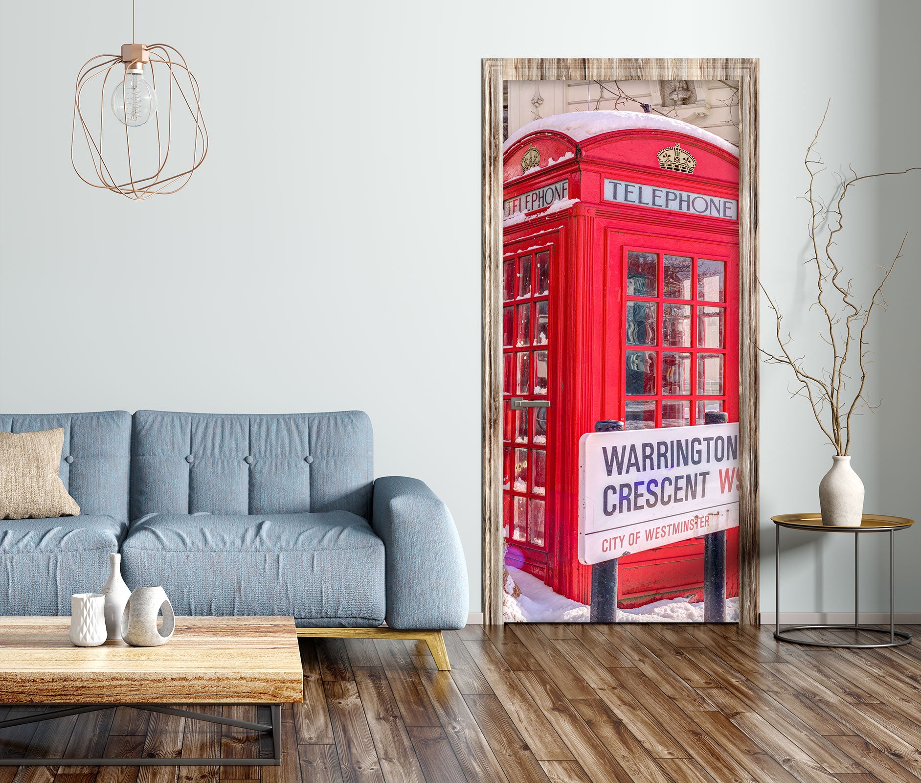 3D Red Phone Booth 10642 Assaf Frank Door Mural