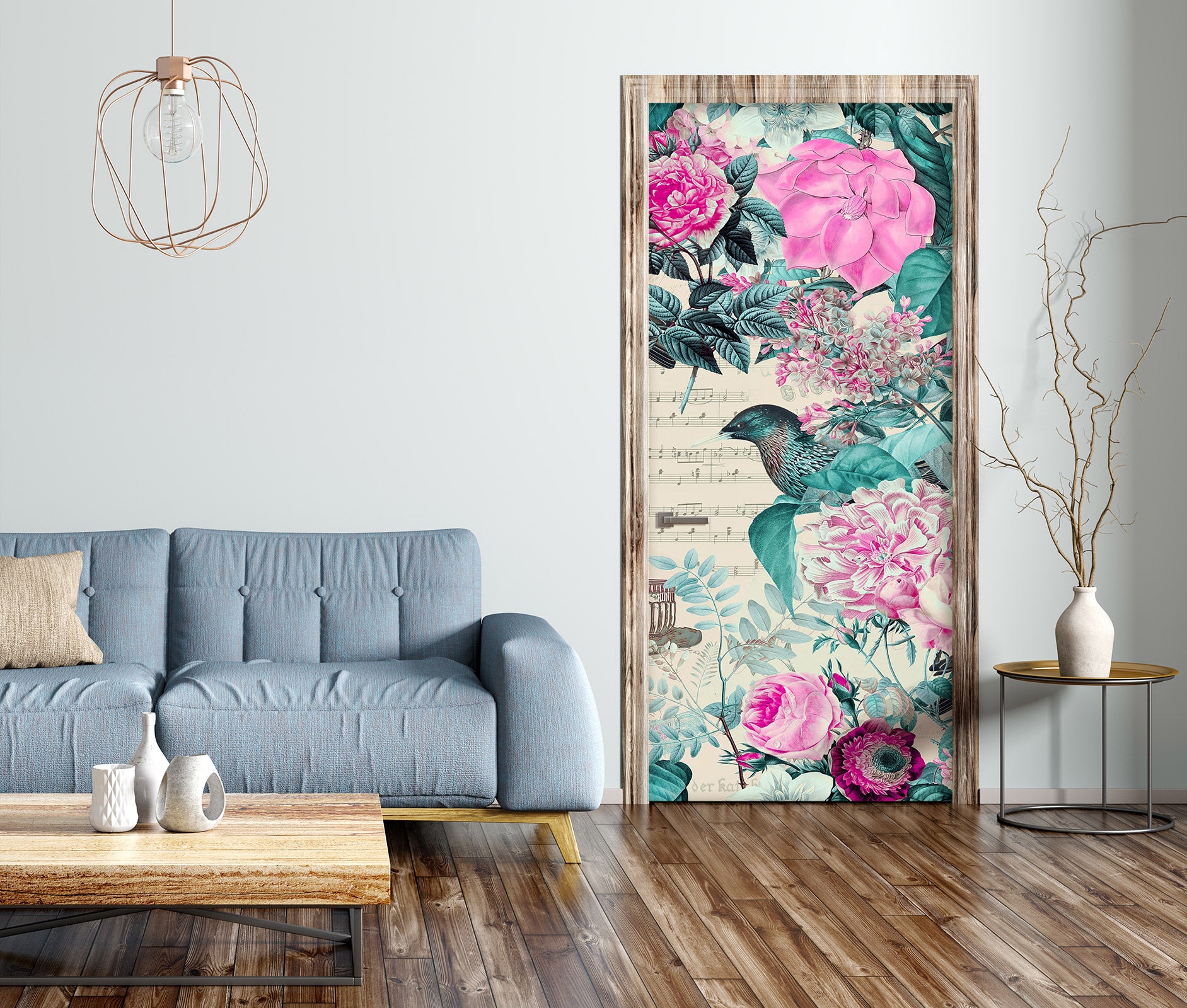 3D Bird Flower Bush 11886 Andrea Haase Door Mural