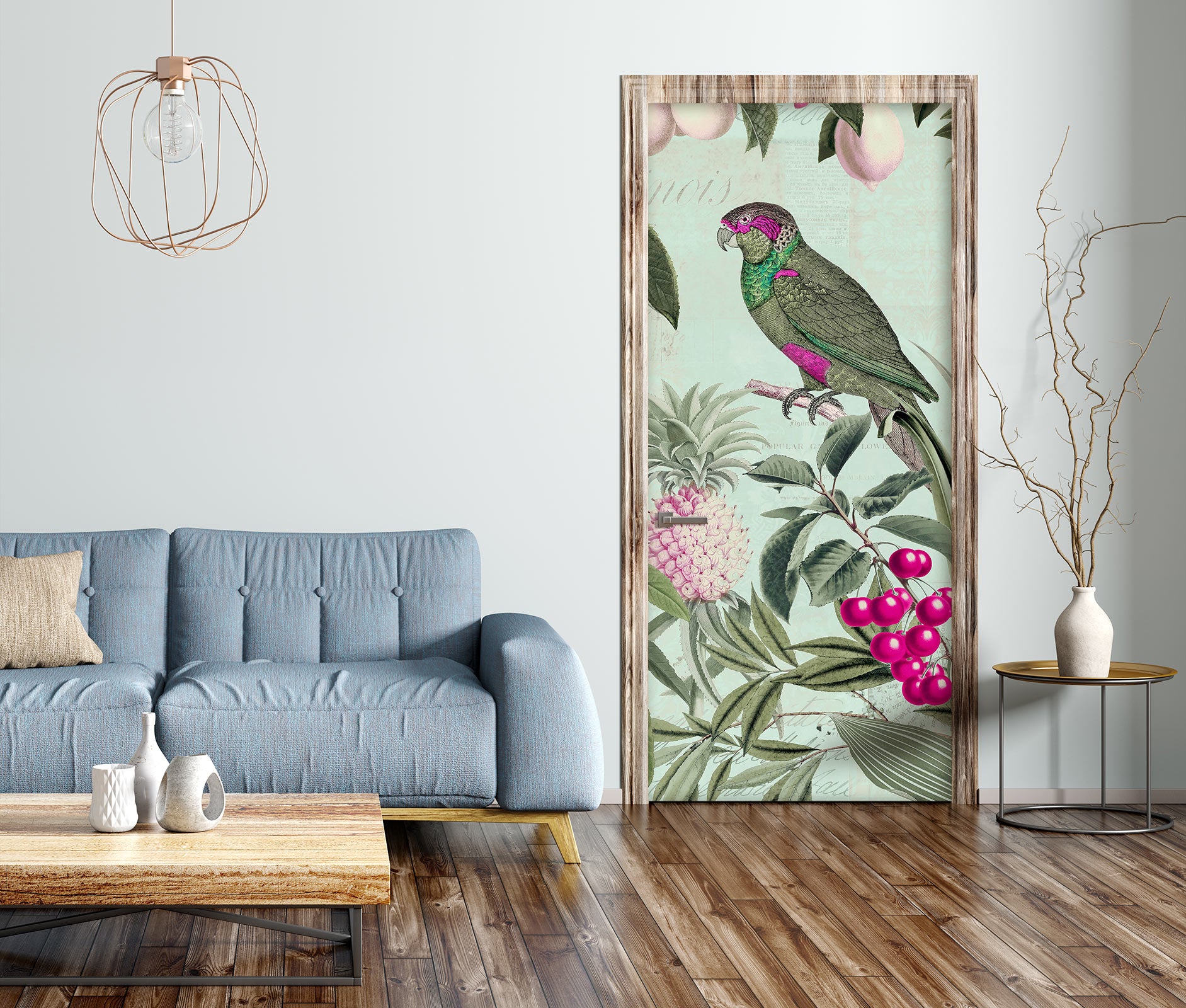 3D Pineapple Cherry Bird 118131 Andrea Haase Door Mural