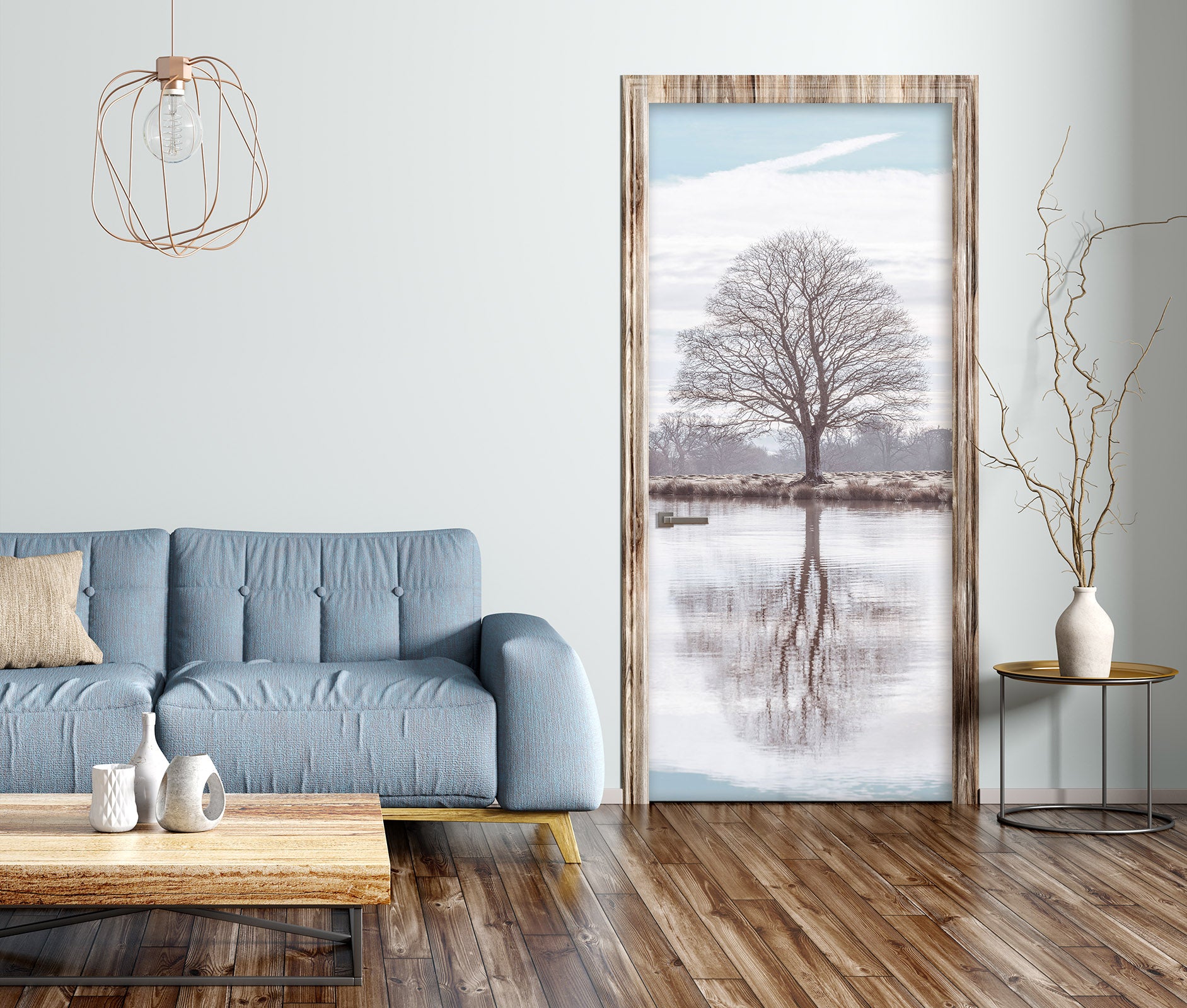 3D Water Surface Tree Shadow 10229 Assaf Frank Door Mural