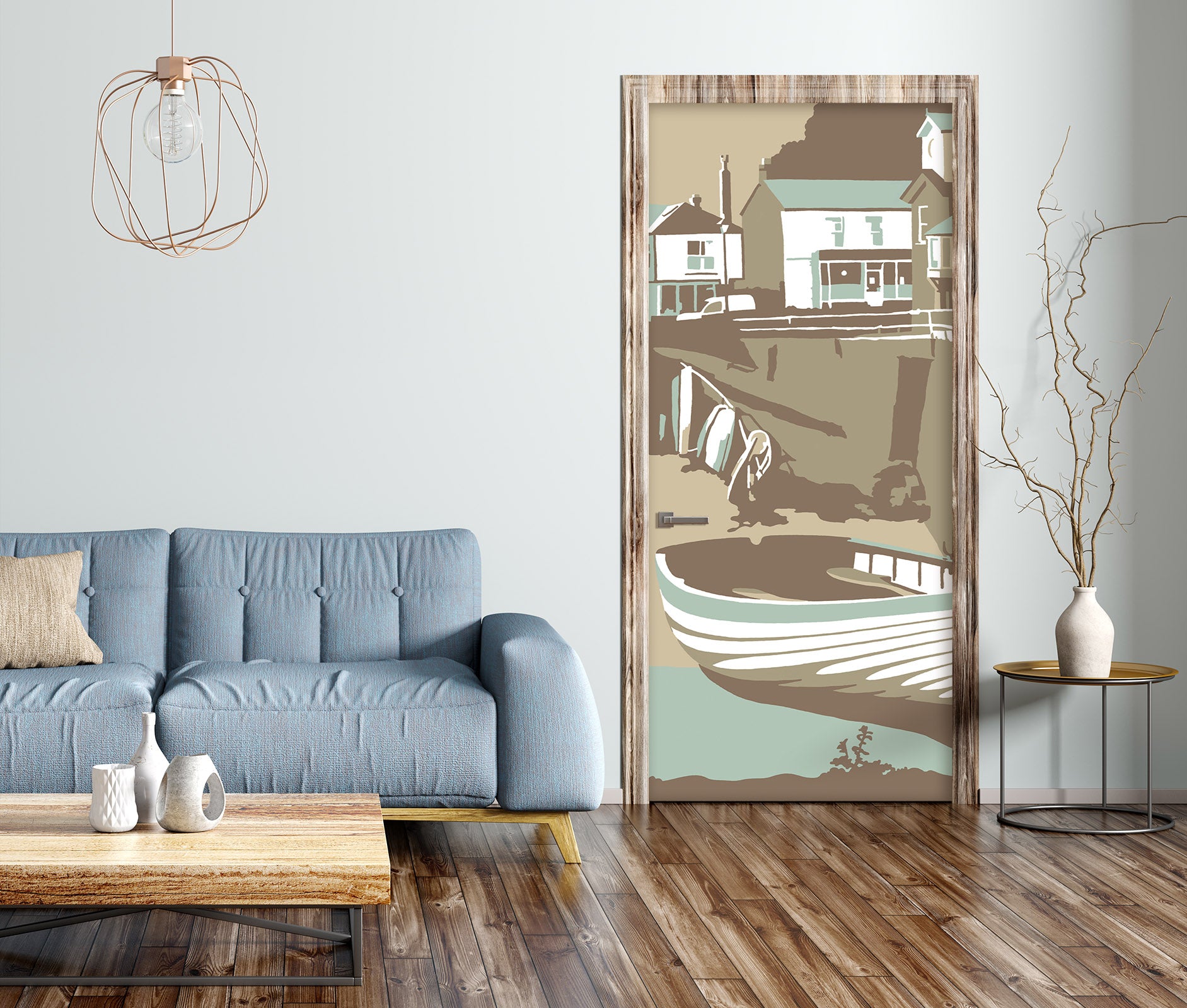 3D Dock Boat 9243 Steve Read Door Mural