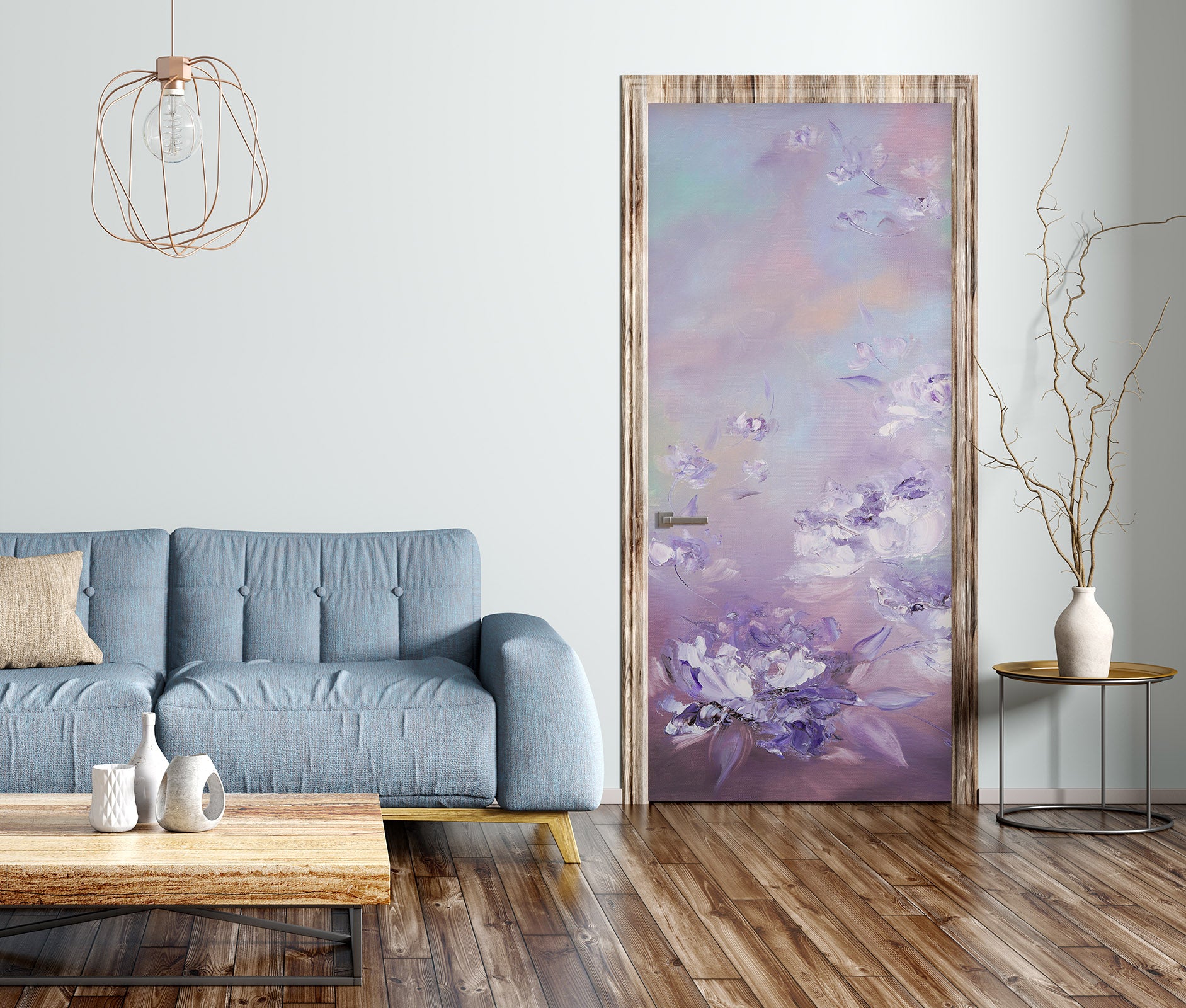 3D Purple Flowers 3231 Skromova Marina Door Mural