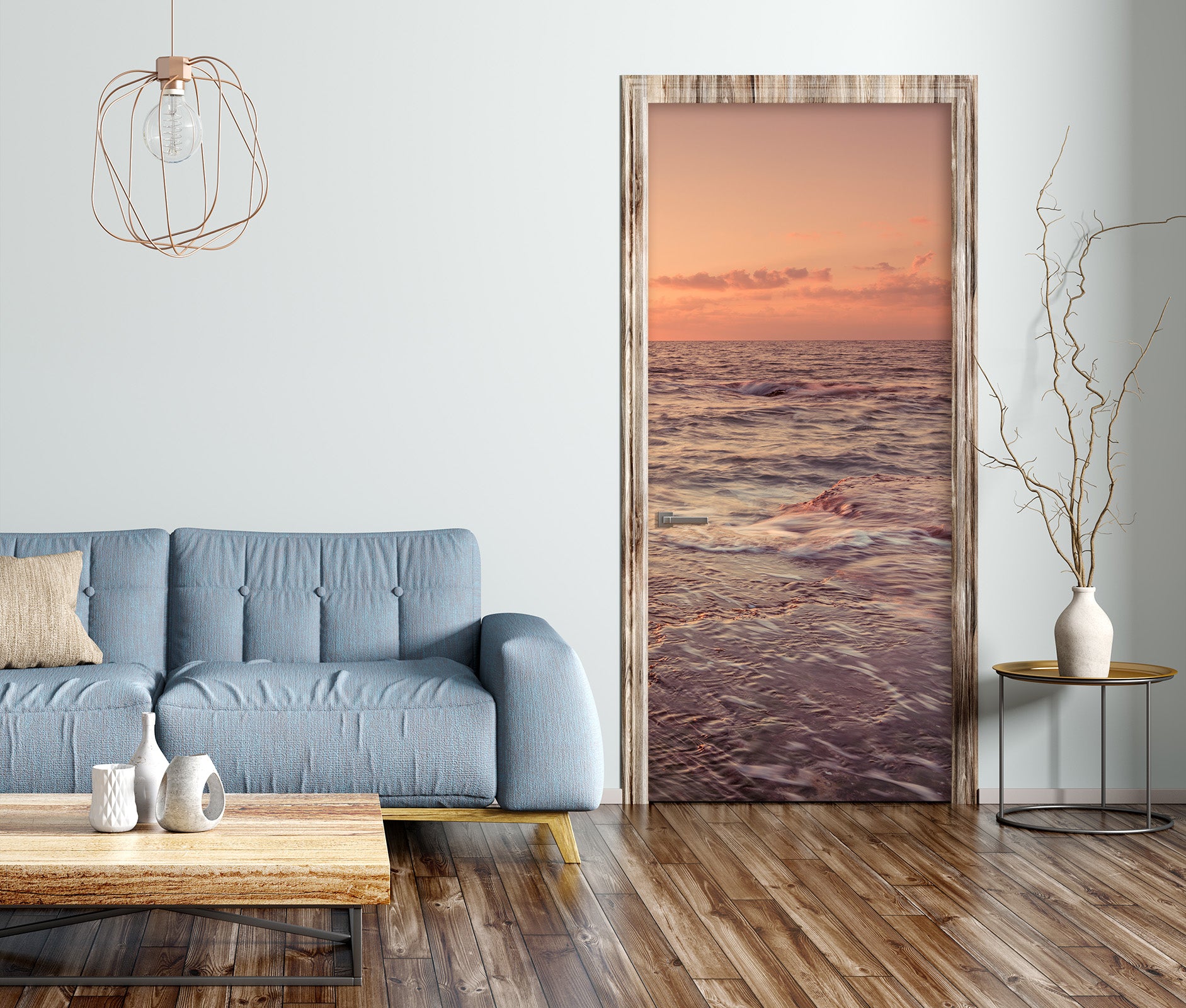 3D Wavess Sunset 106180 Assaf Frank Door Mural